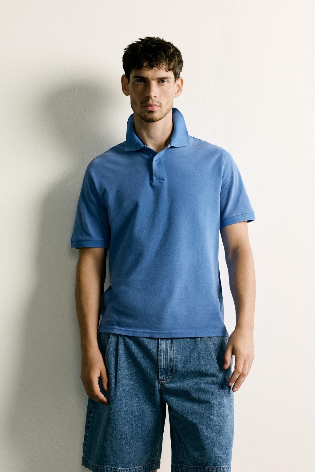 POLO PIQU? LAVADO REGULAR FIT / Azul lavado - Zara фото 2