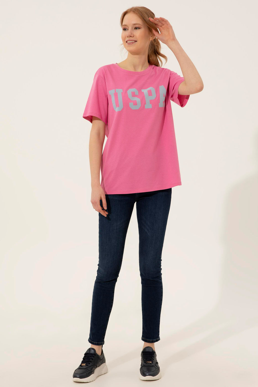 Женская розовая футболка Неожиданная скидка в корзине - U.s. polo assn фото 4