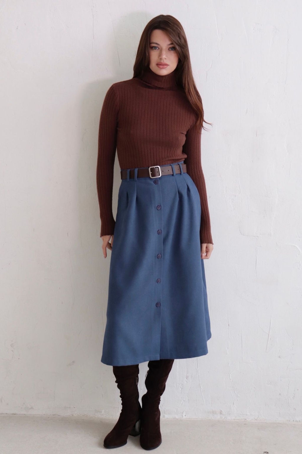 Юбка на пуговицах длины миди - Martichelli фото 4
