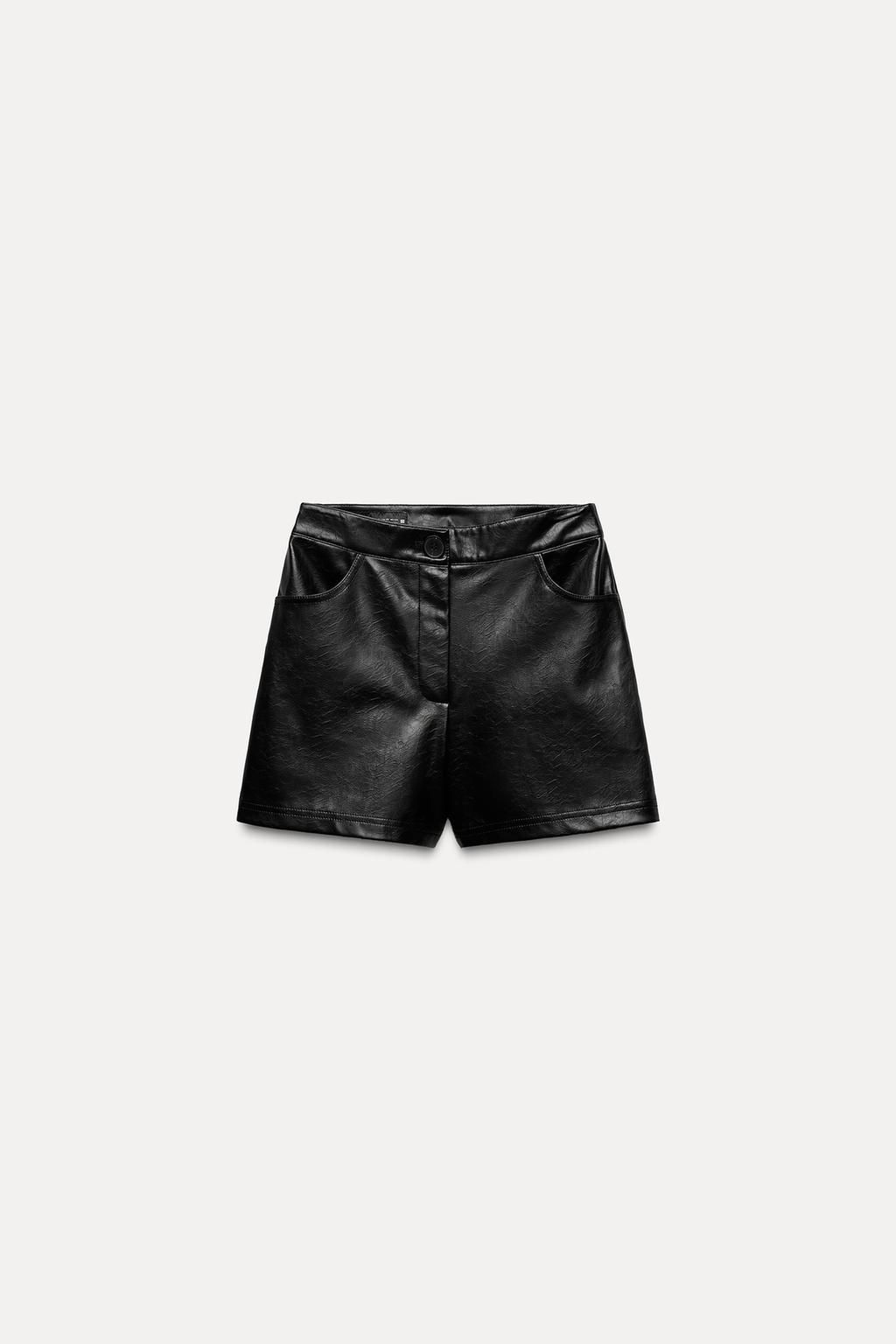 LEATHER EFFECT HIGH-WAIST BERMUDA SHORTS - Zara фото 5