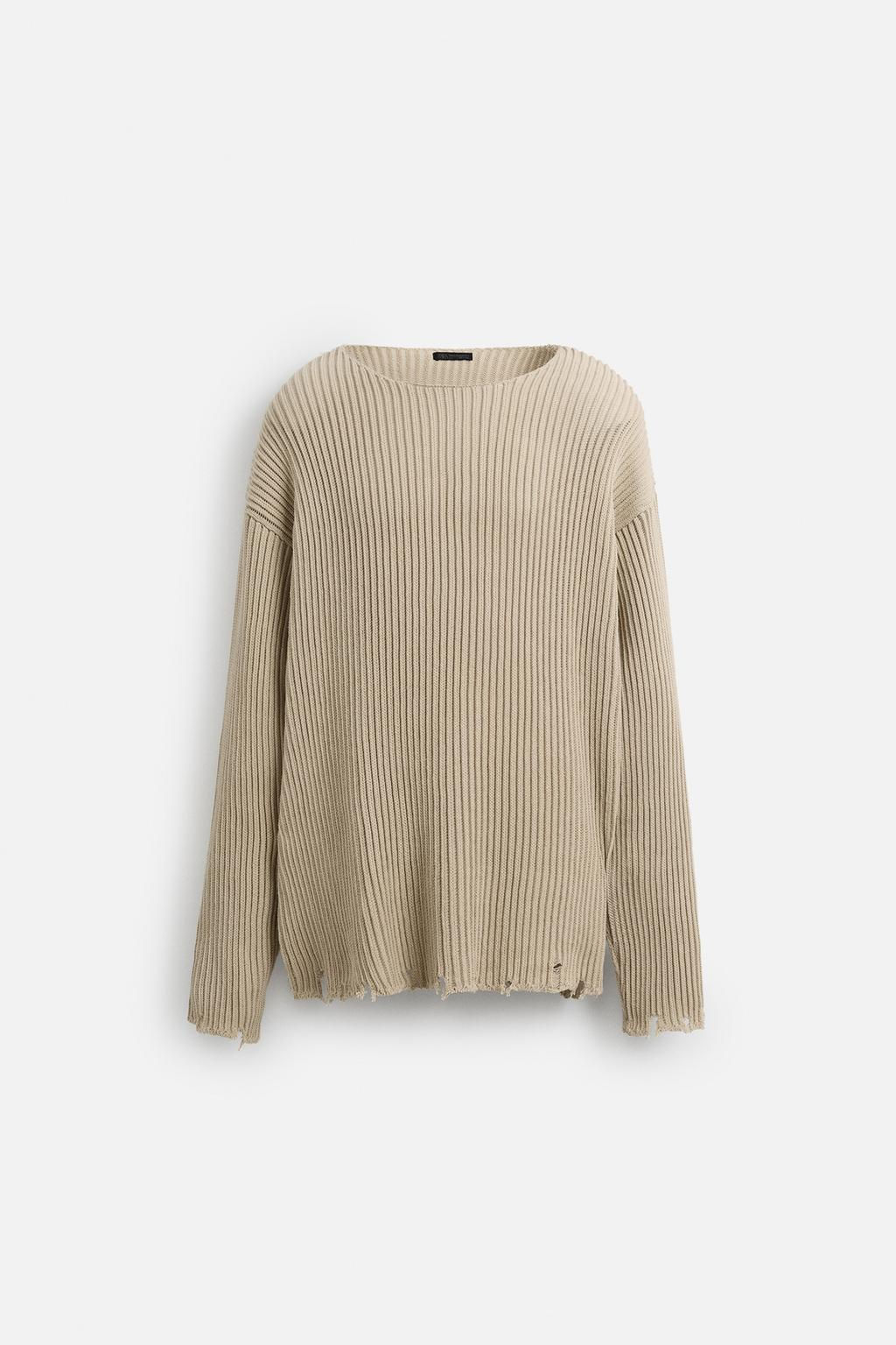 RIBBED SWEATER WITH RIPPED FINISH - Zara фото 7