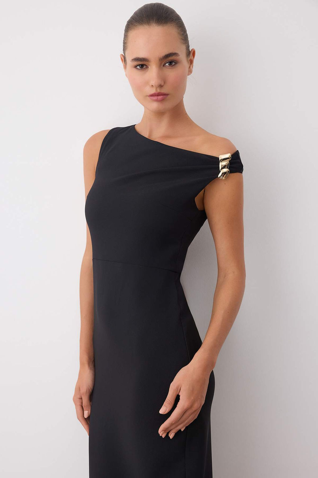 Siyah Duz Aksesuar Detayl? Dokuma Finike Maxi Abiye & Mezuniyet Elbisesi TPRAW26AE00004 - Trendyolmilla фото 2
