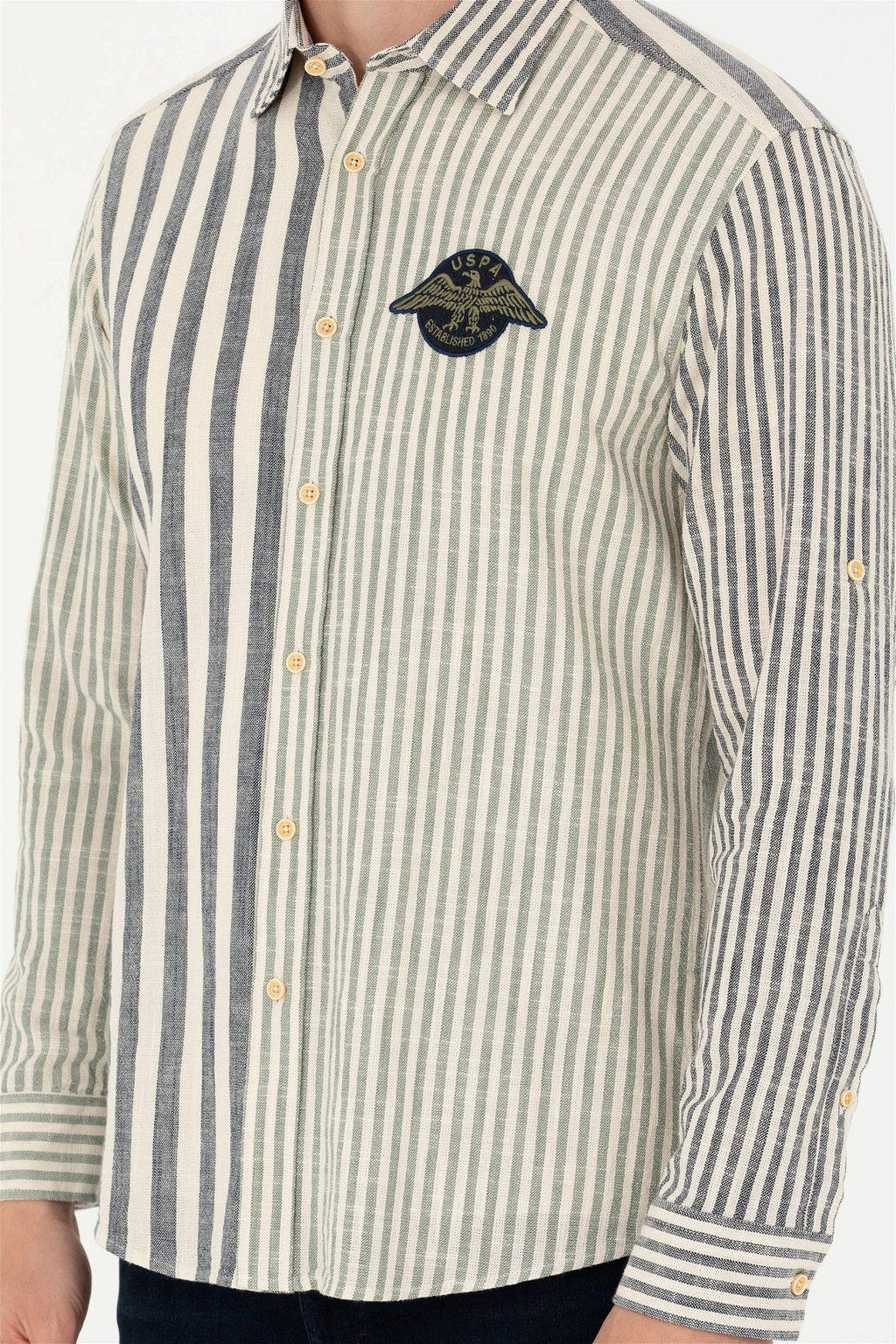 U. S. Polo Assn Мужская рубашка в полоску темно-синего цвета - U.s. polo assn фото 6