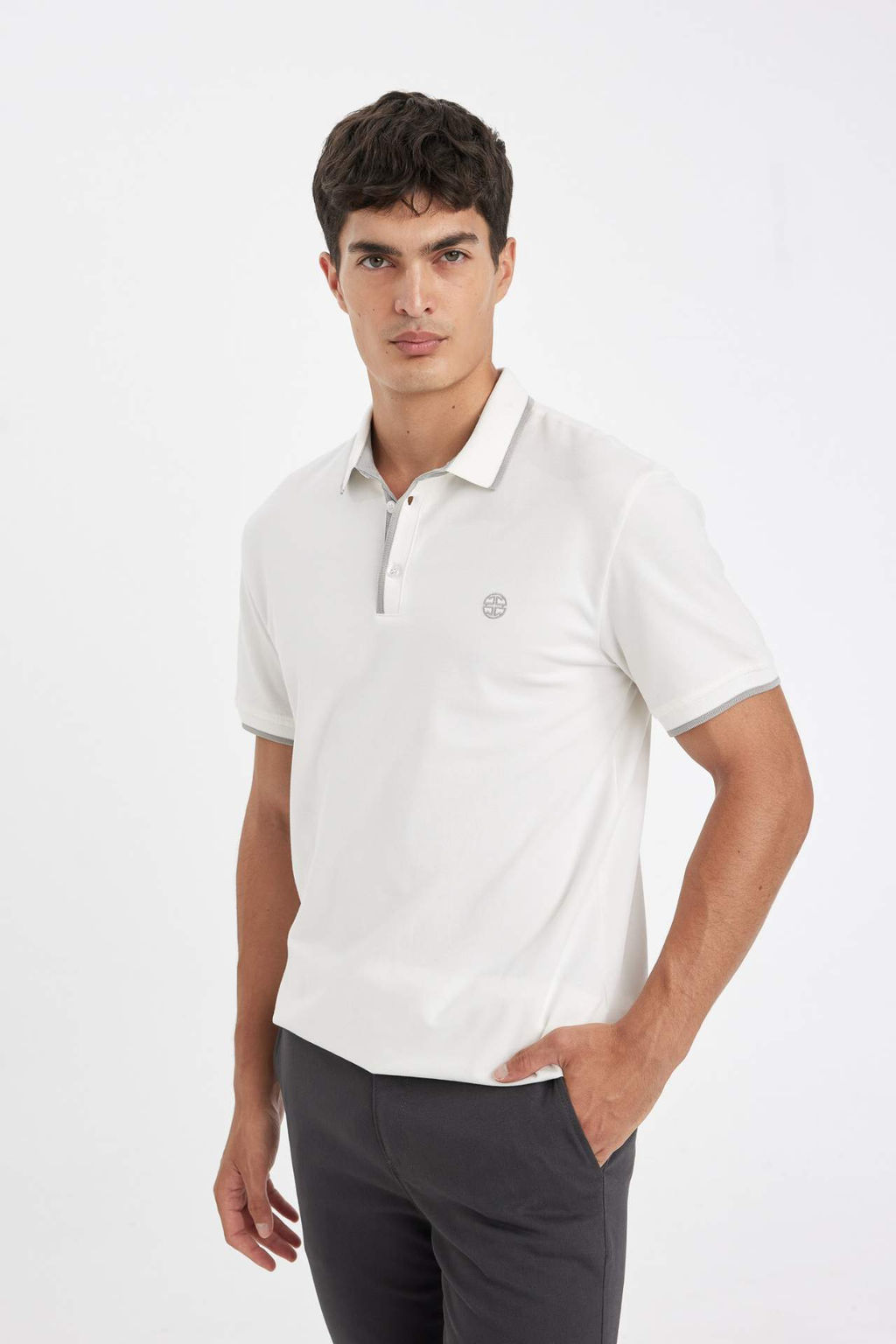 New Regular Fit K?sa Kollu Pike Polo Tisort - Defacto фото 5