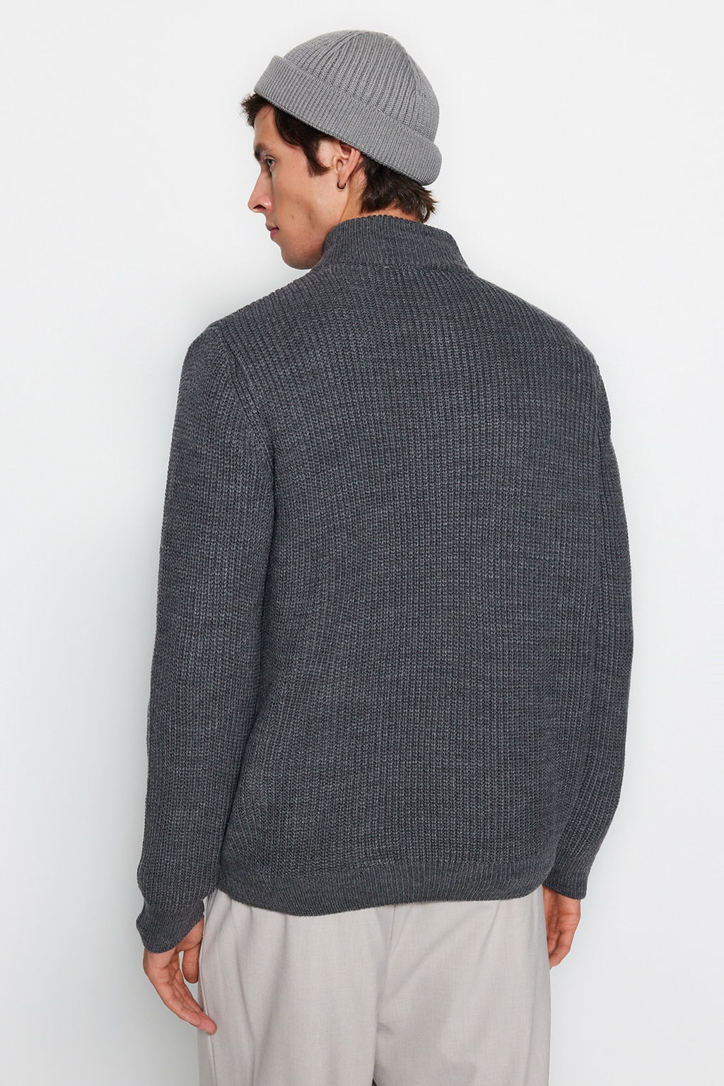 TRENDYOL MAN Indigo Casual Regular Yar?m Bal?kc? Yaka Duz Triko Kazak TMNAW22KZ1908 - Trendyolmilla фото 7
