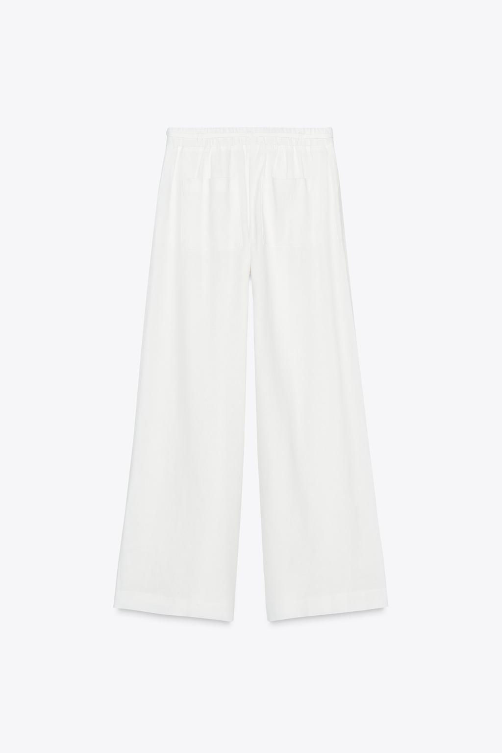 LINEN BLEND WIDE-LEG TROUSERS WITH BELT - Zara фото 7
