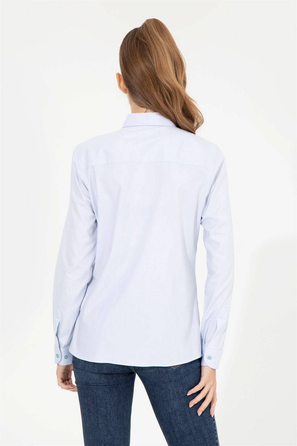 U. S. Polo Assn Женская голубая базовая рубашка с длинным рукавом - U.s. polo assn фото 11