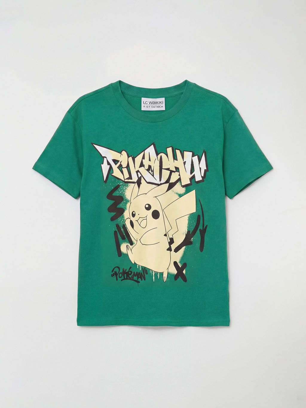 Bisiklet Yaka Pikachu Bask?l? Erkek ?ocuk Ti??rt