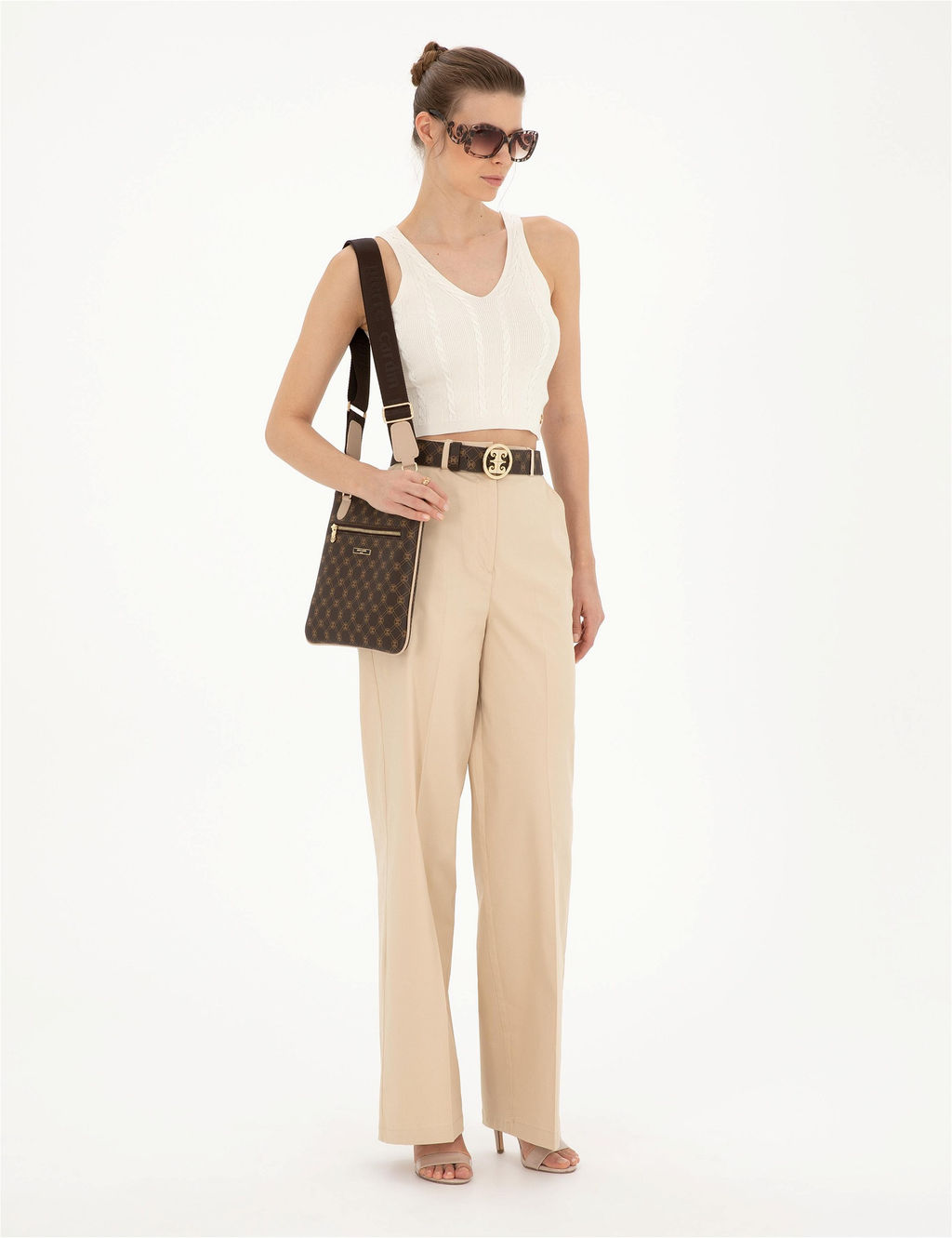 Bej Y_ksek Bel Straight Fit Pantolon