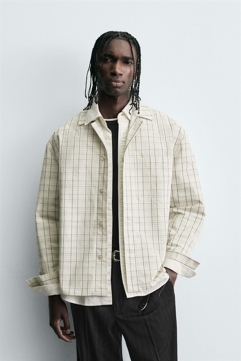 TEXTURED CHECK OVERSHIRT - Zara фото 3