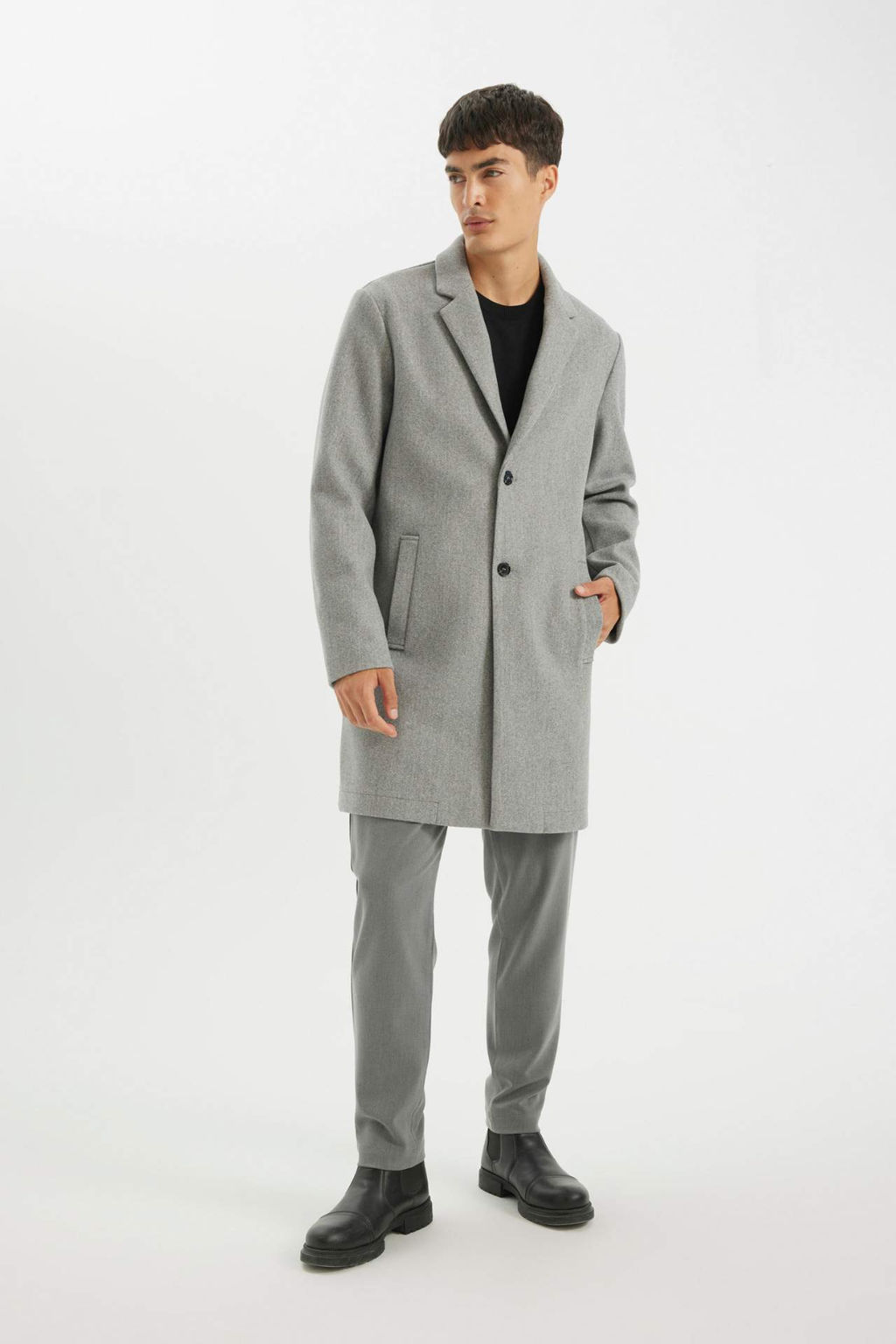 Erkek Vizon Relax Fit Ceket Yaka Dugmeli Cepli Kase Kaban Parka - Defacto фото 9