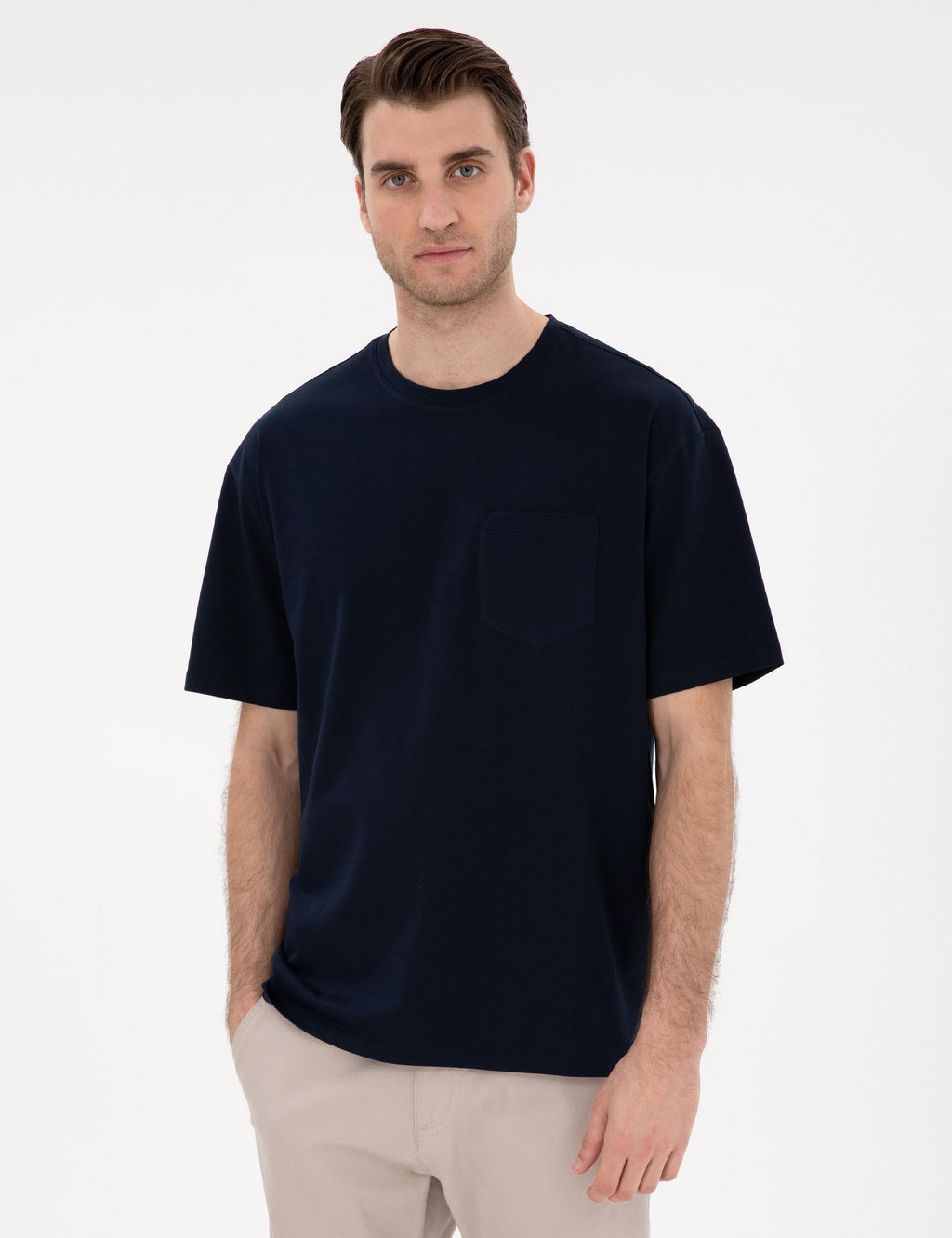 Lacivert Comfort Fit Basic Ti__rt