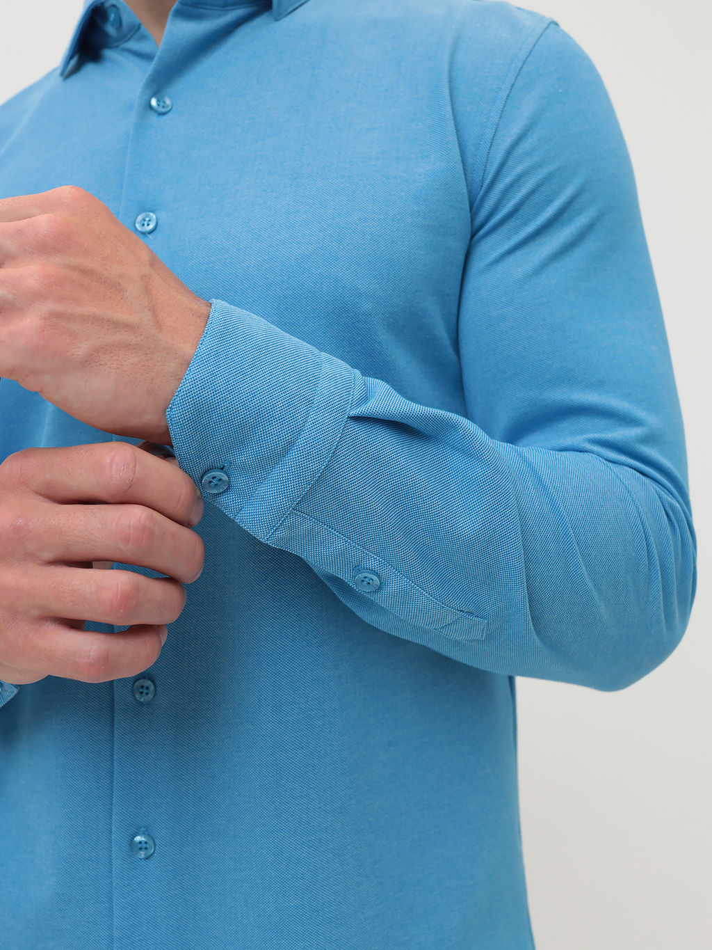 Батник мужской трикотажный GREG G143-ML (лазурь)  фото 6