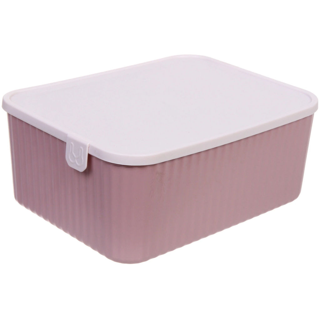Контейнер для хранения с крышкой "ЛЕНАР", цвет пудровый, 29*22*12см