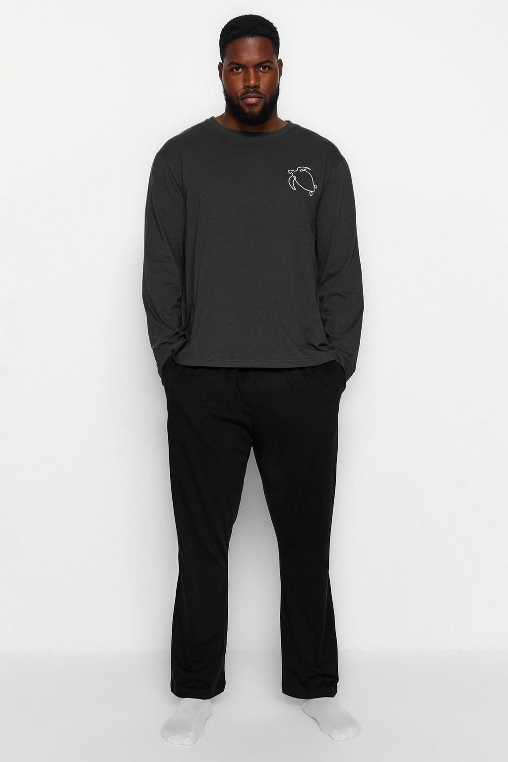 TRENDYOL MAN Yesil %100 Pamuk Regular Fit Nak?sl? Orme Buyuk Beden Pijama Tak?m? TMNAW24AI00004 - Trendyolmilla фото 12