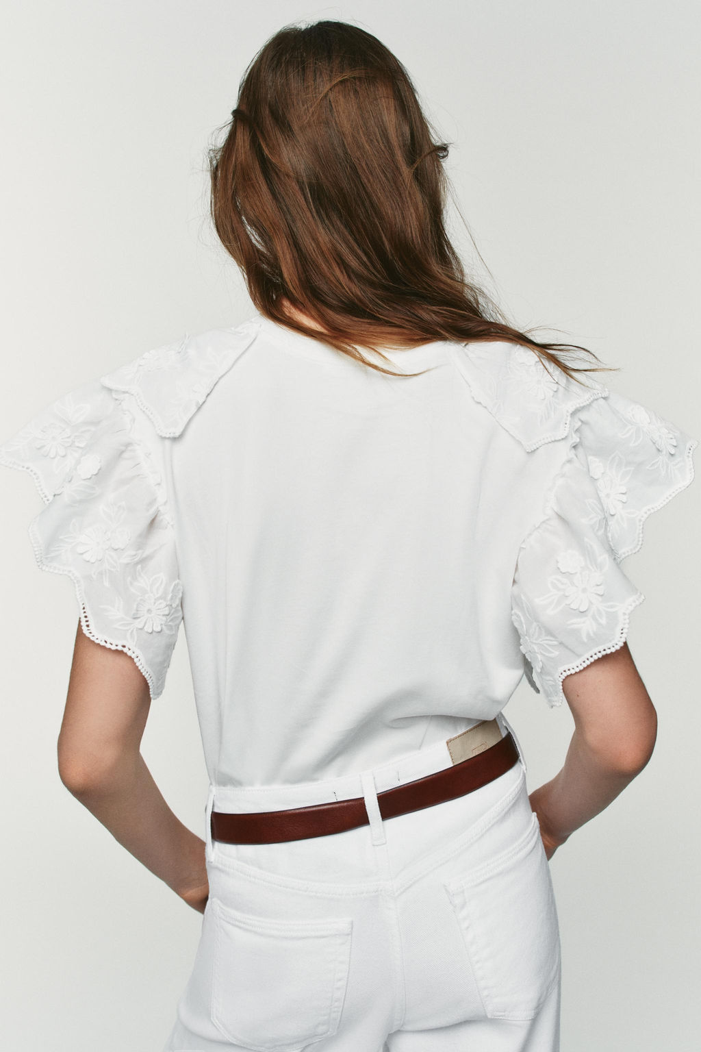 CAMISETA VOLANTES MANGA CORTA / Blanco - Zara фото 4