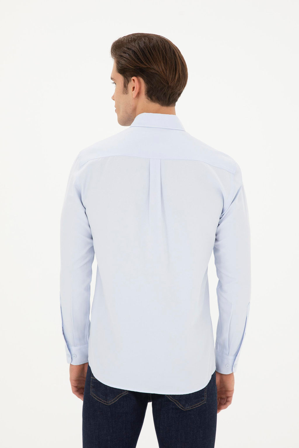 Мужская голубая базовая рубашка с длинным рукавом - U.s. polo assn фото 5