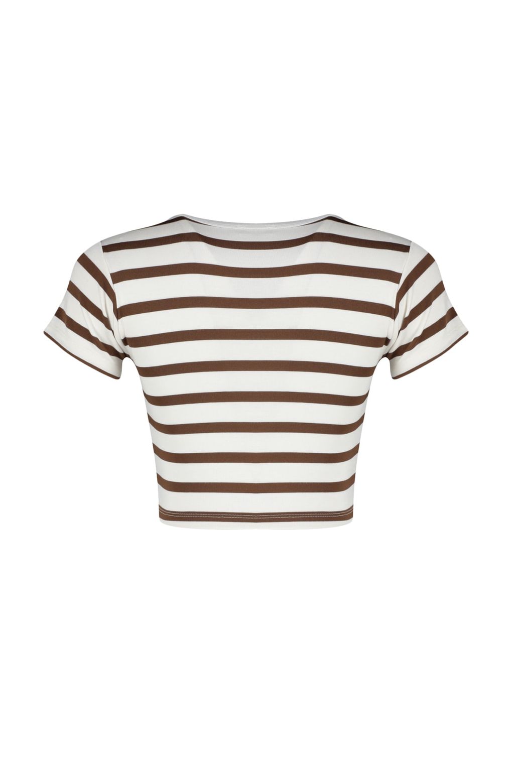 Trendyolmilla Premium Tas Ekru Cizgili Viskoz/Yumusak Kumas Crop Bisiklet Yaka Esnek Orme Bluz TWOSS23BZ00198 фото 26