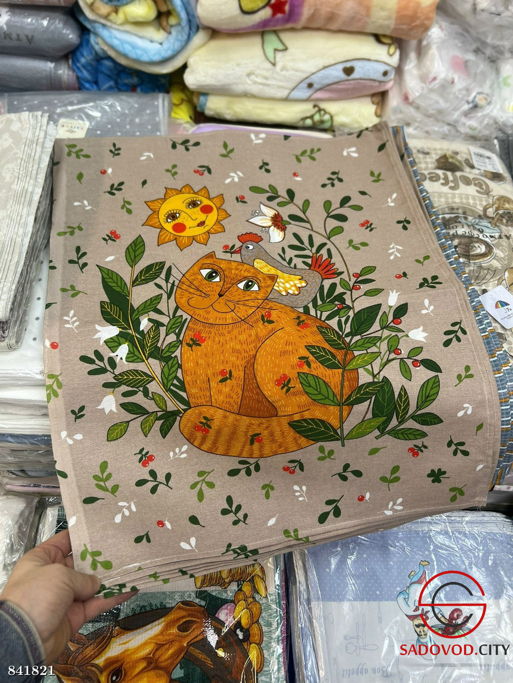 Льняное полотенце с рисунком