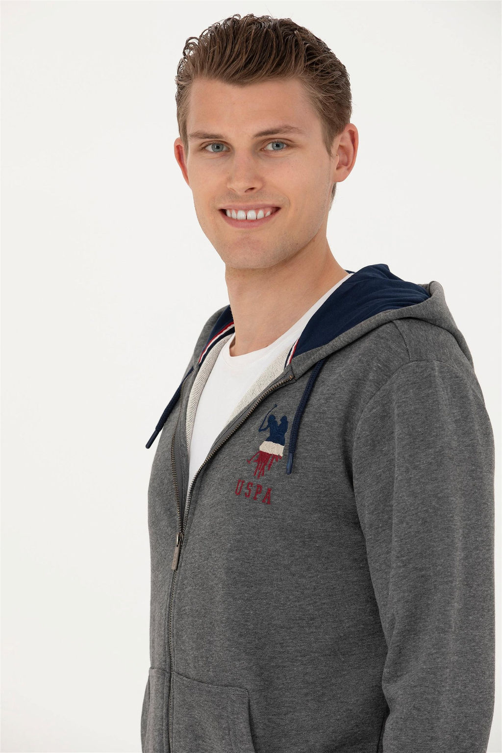 Мужской вязаный кардиган антрацитового меланжа - U.s. polo assn фото 2