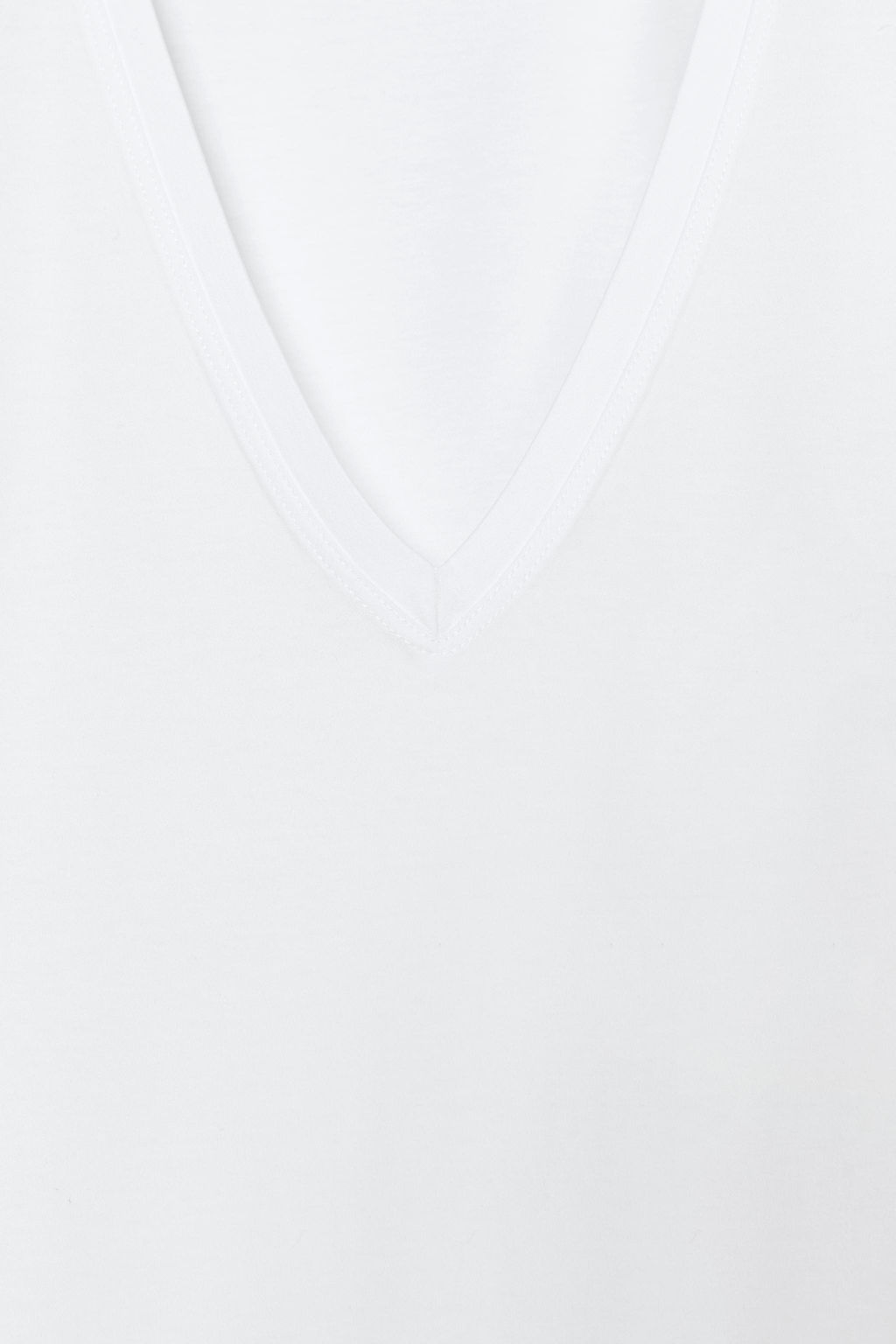 CAMISETA INTERLOCK CUELLO PICO / Blanco - Zara фото 6