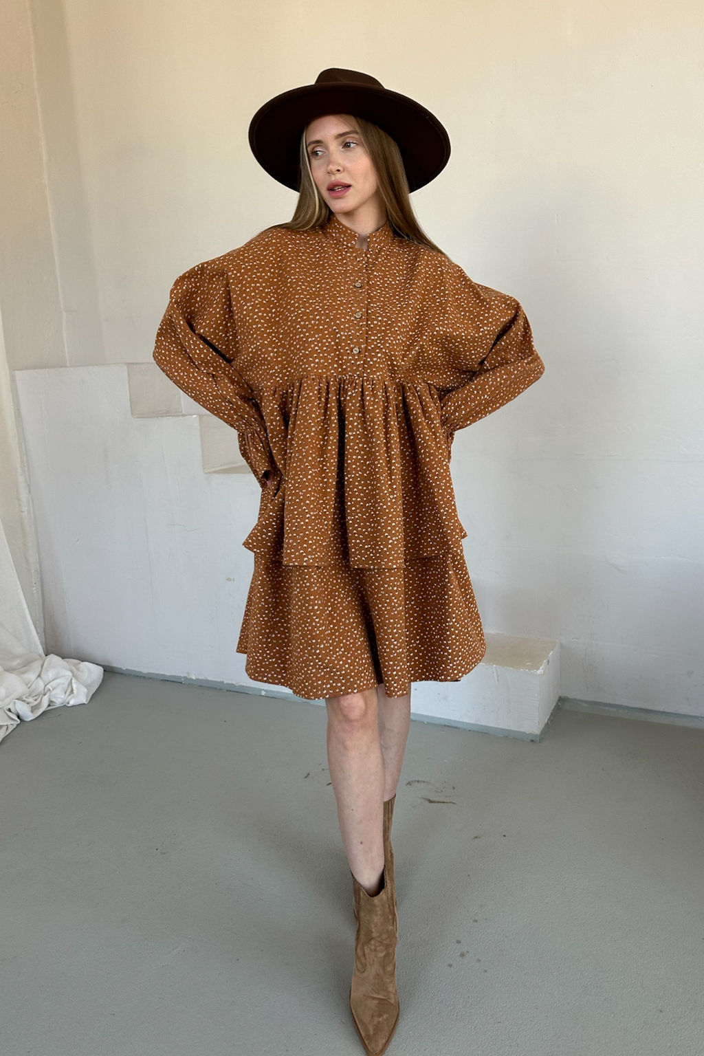 Платье женское PUFF059/03/Коричневый, бежевый - Rise фото 6