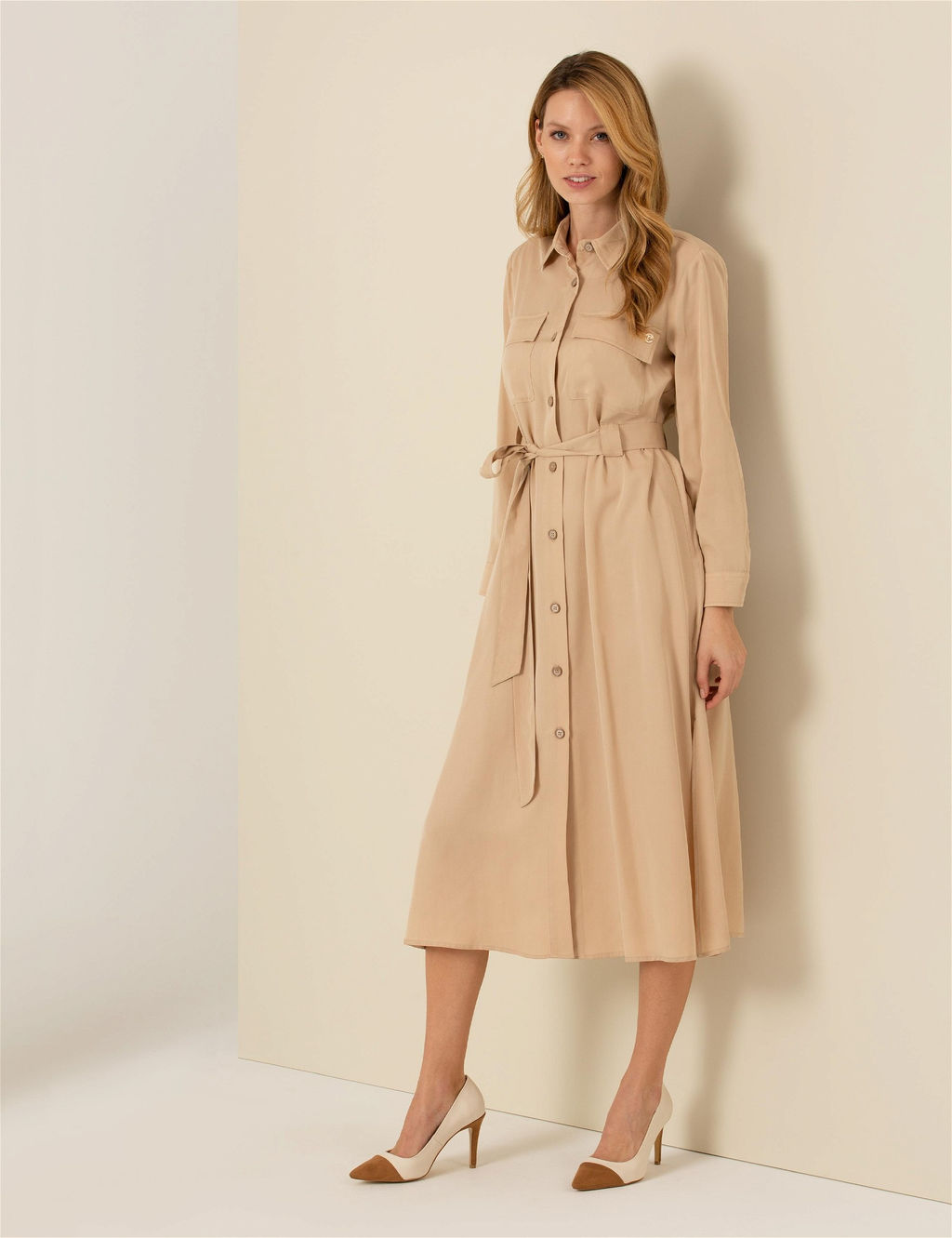 Bej Midi G_mlek Elbise - Pierre cardin фото 4