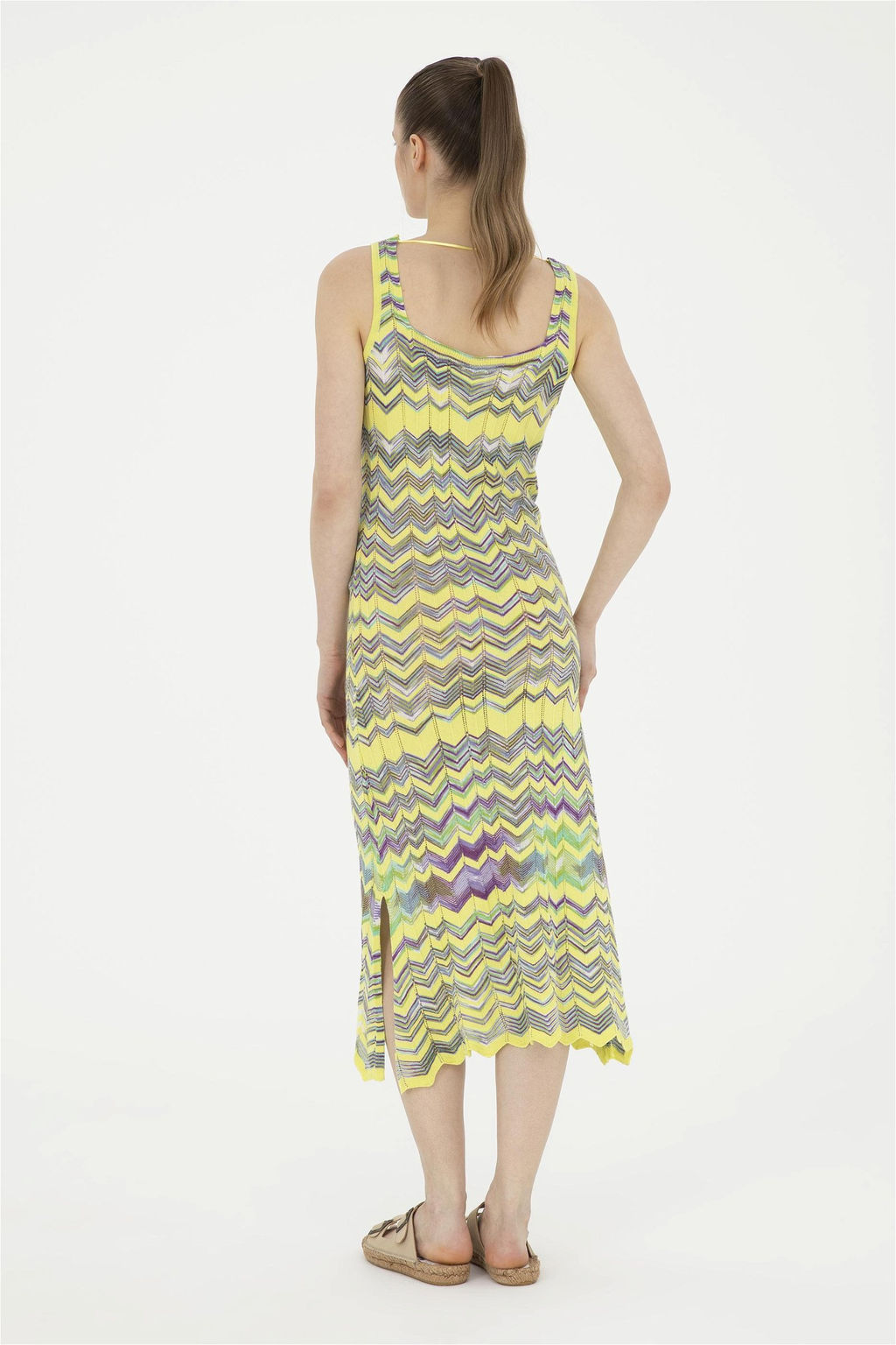 Женское трикотажное платье фисташкового цвета с круглым вырезом Неожиданная скидка в корзине - U.s. polo assn фото 6