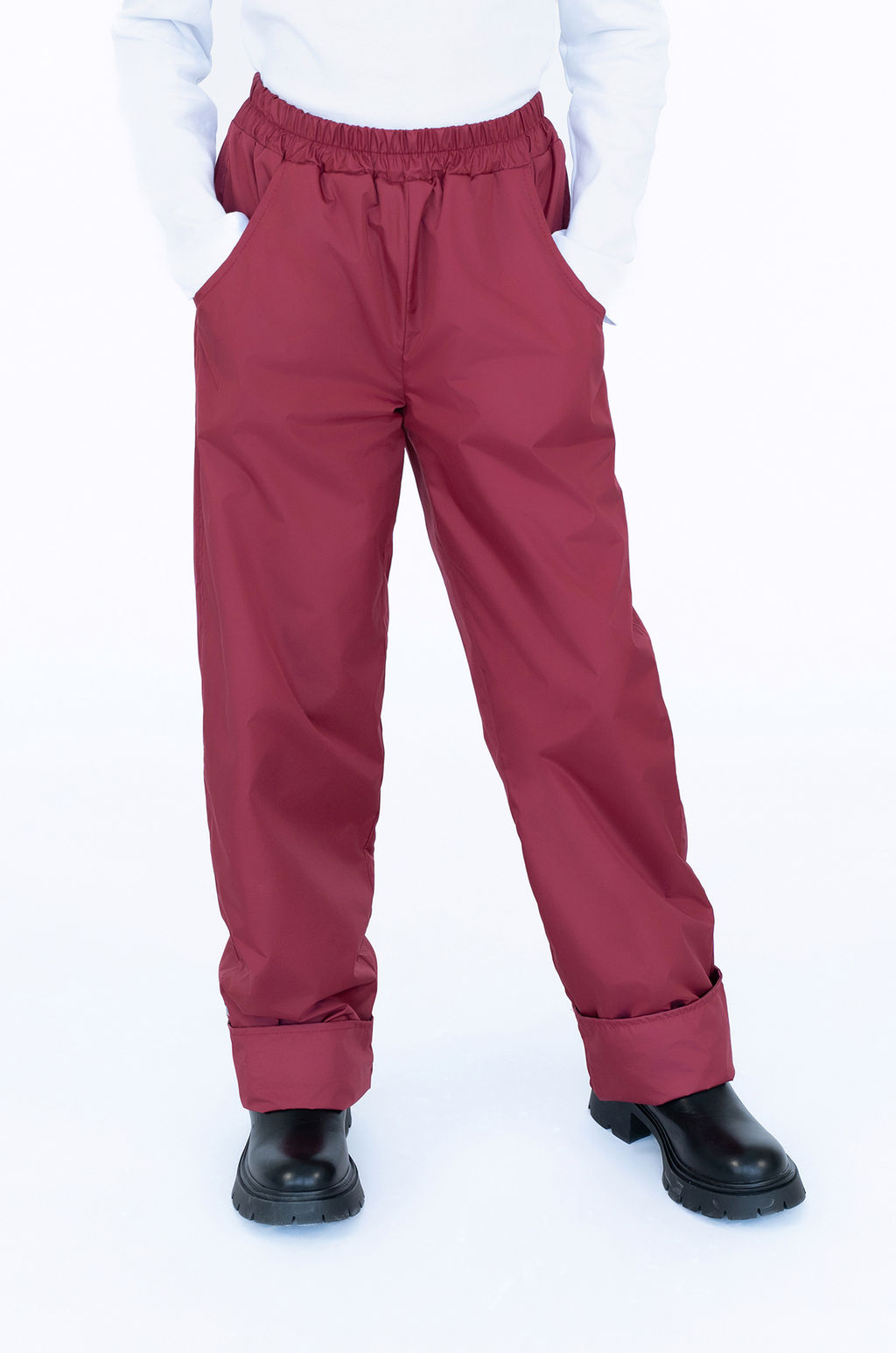 Брюки на поясе демисезонные бордовые
