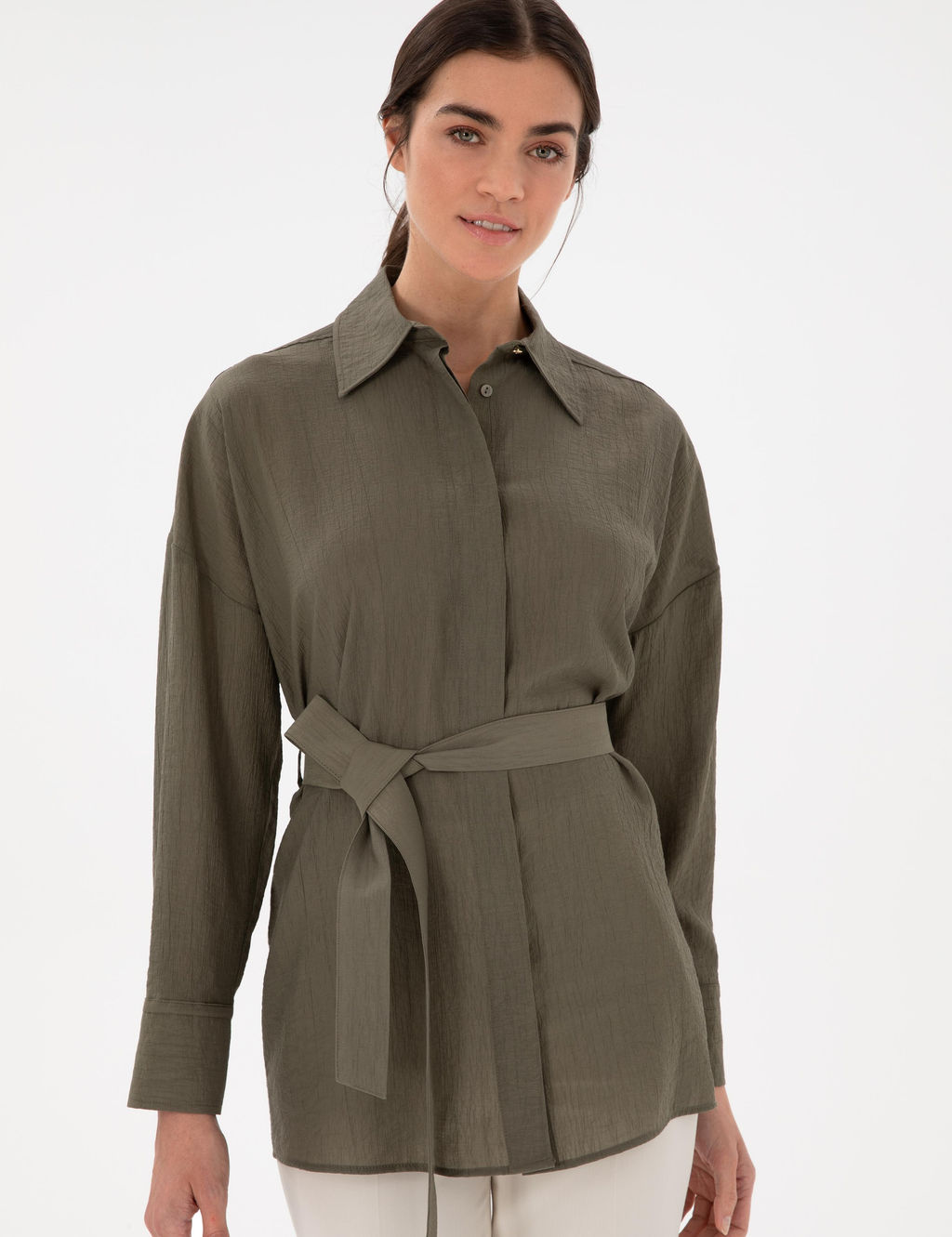 Haki Oversize Uzun Kollu G_mlek