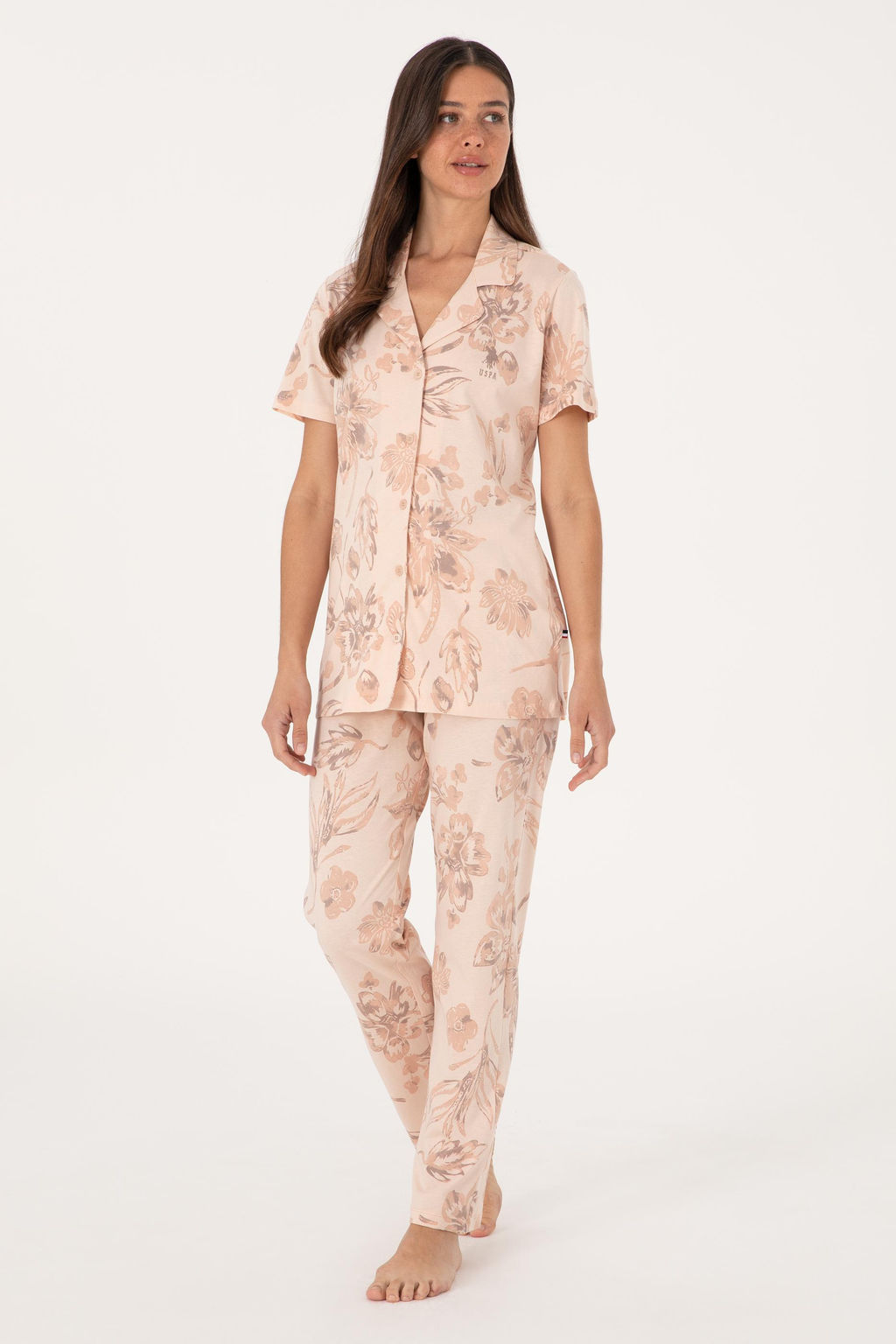 Kad_n Bej Pijama Tak_m_ Sepette S_rpriz _ndirim - U.s. polo assn фото 4