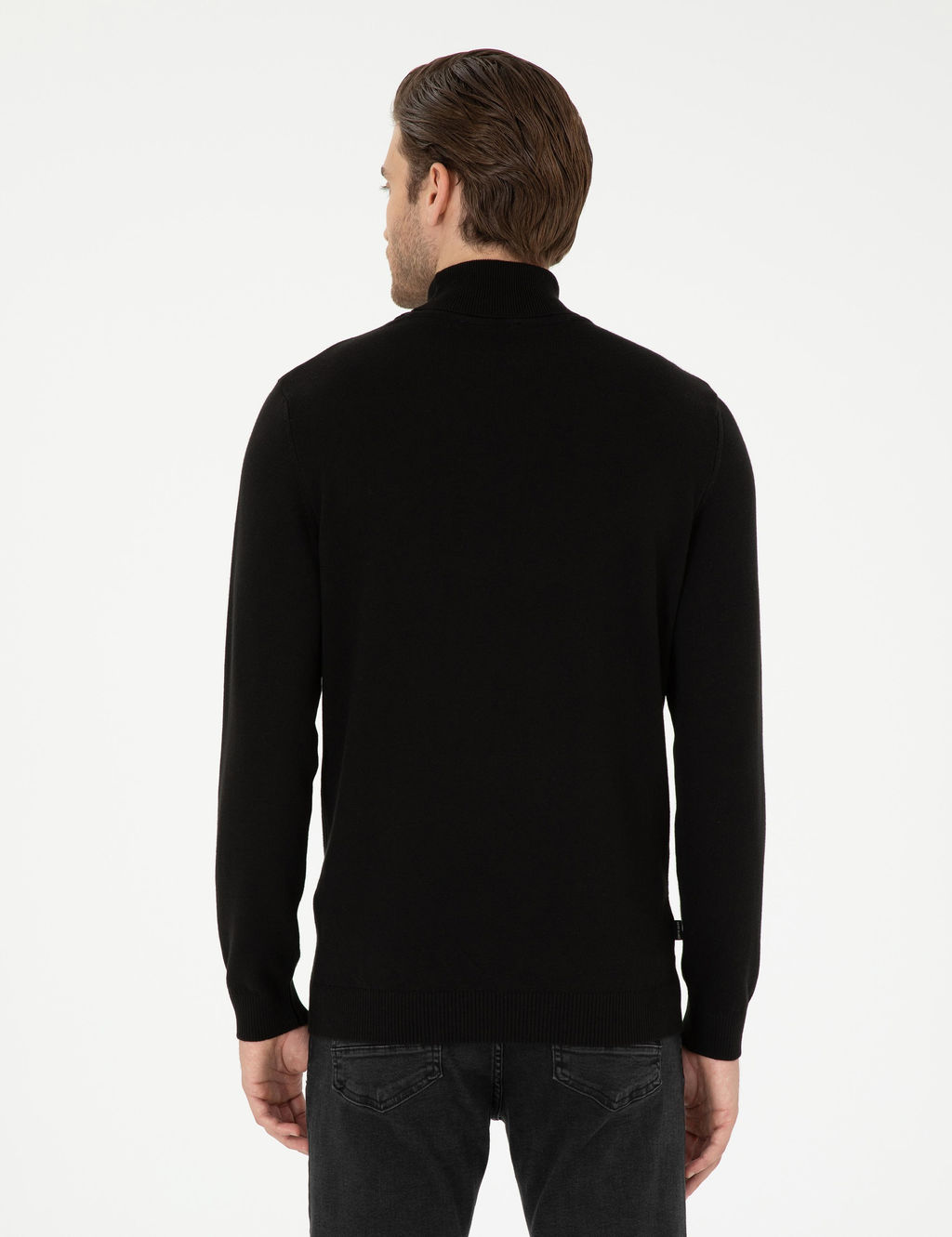Siyah Slim Fit Bal_k__ Yaka Basic Triko Kazak - Pierre cardin фото 5