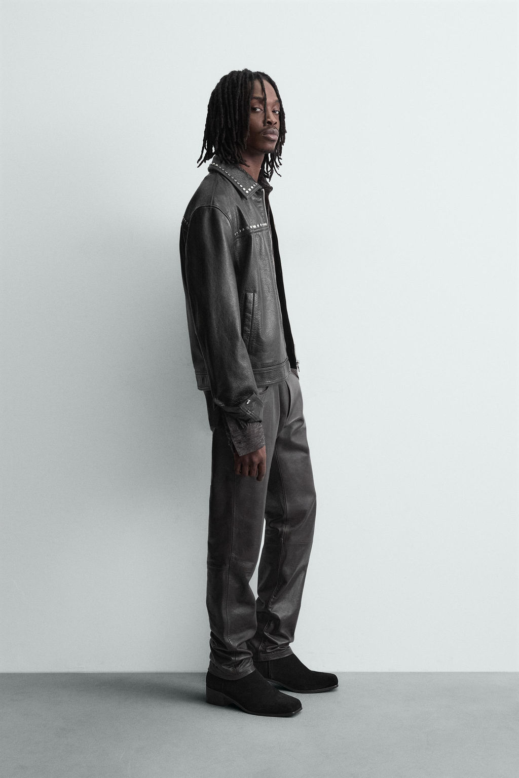 STUDDED LEATHER JACKET - Zara фото 4