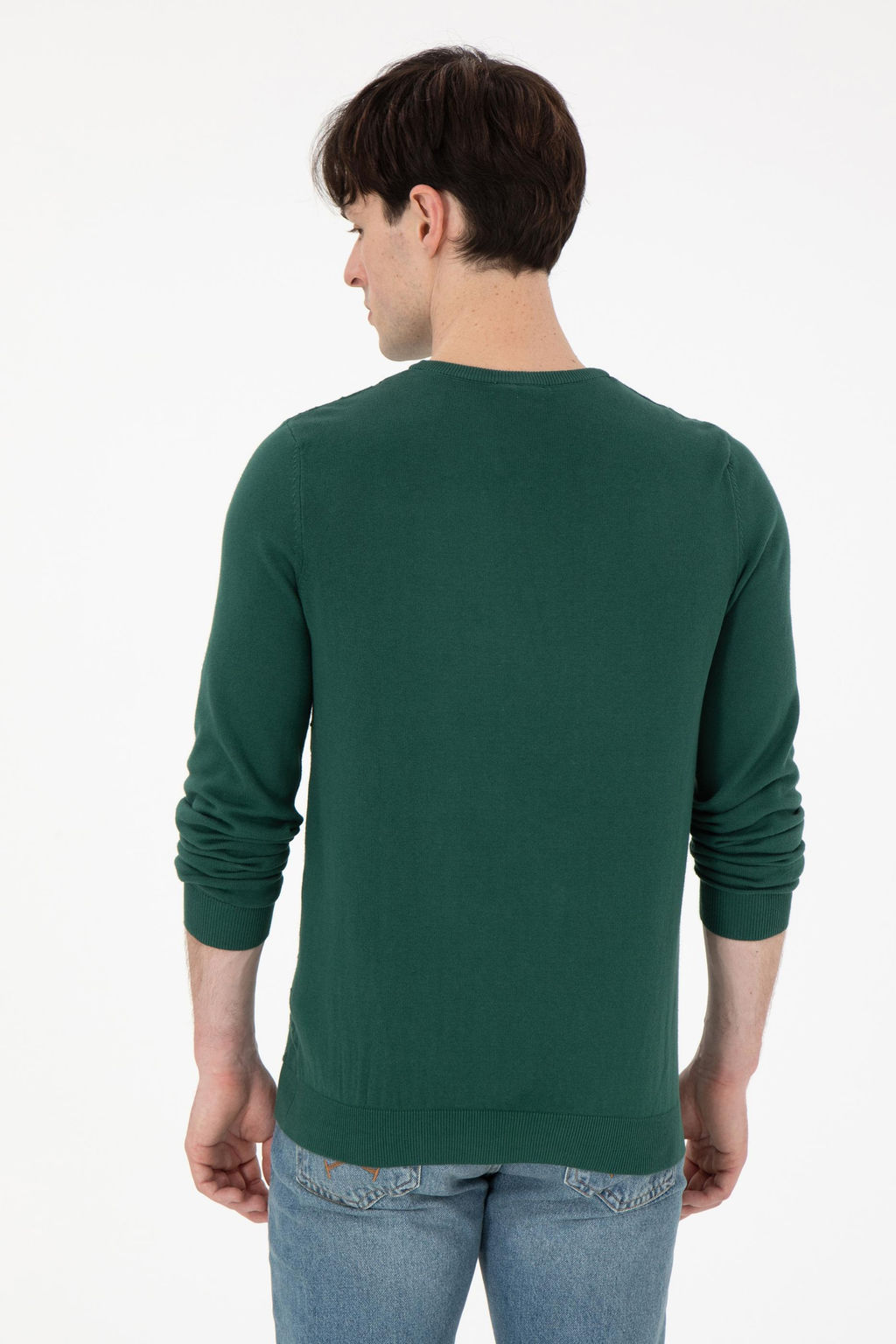 Erkek Slim Fit Bisiklet Yaka Koyu Ye_il Basic Kazak - U.s. polo assn фото 5