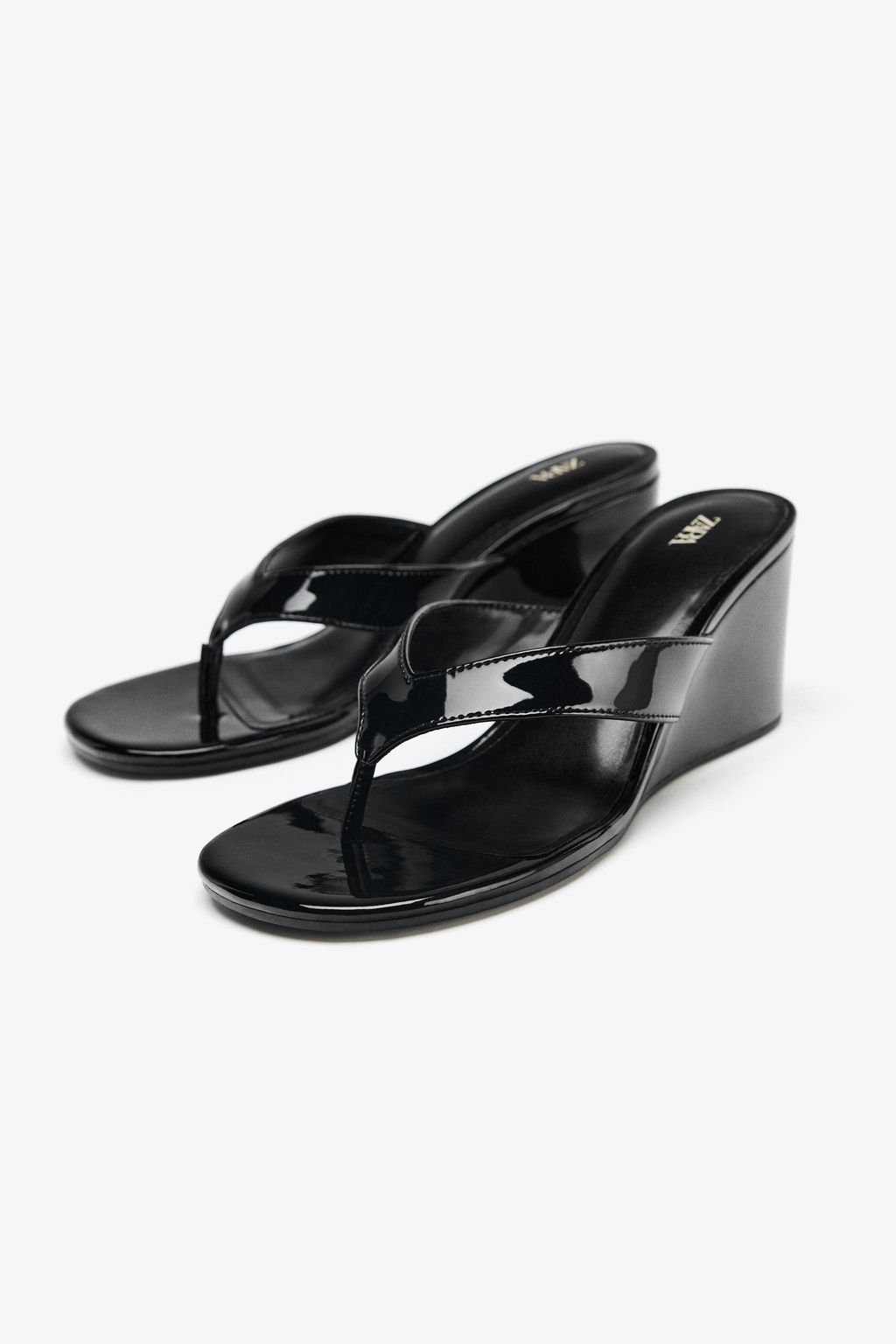 PATENT-EFFECT WEDGE SANDALS - Zara фото 3