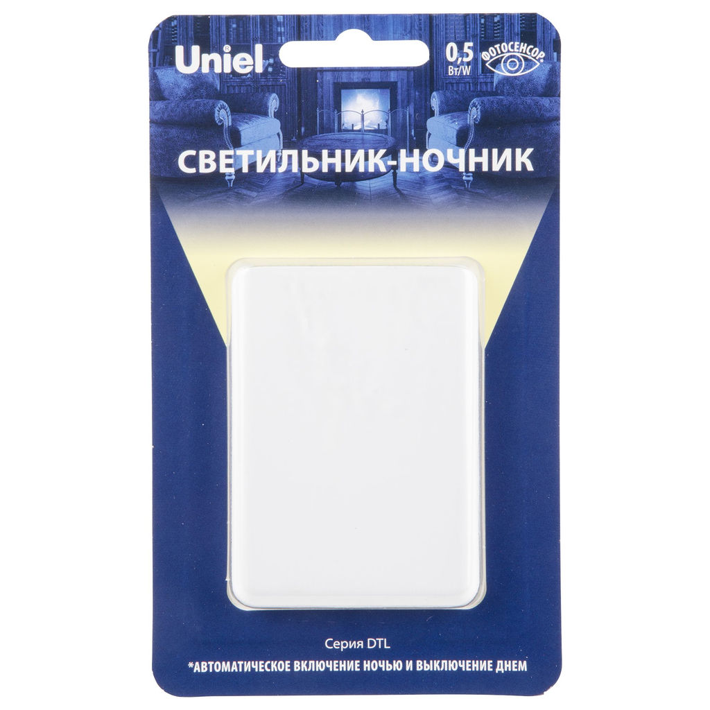 DTL-320 Прямоугольник/White/Sensor Светильник-ночник. С фотосенсором (день-ночь). Белый. ТМ Uniel