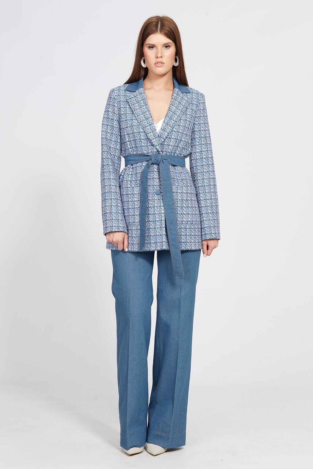 Жакет  твид голубой меланж - Eola фото 5