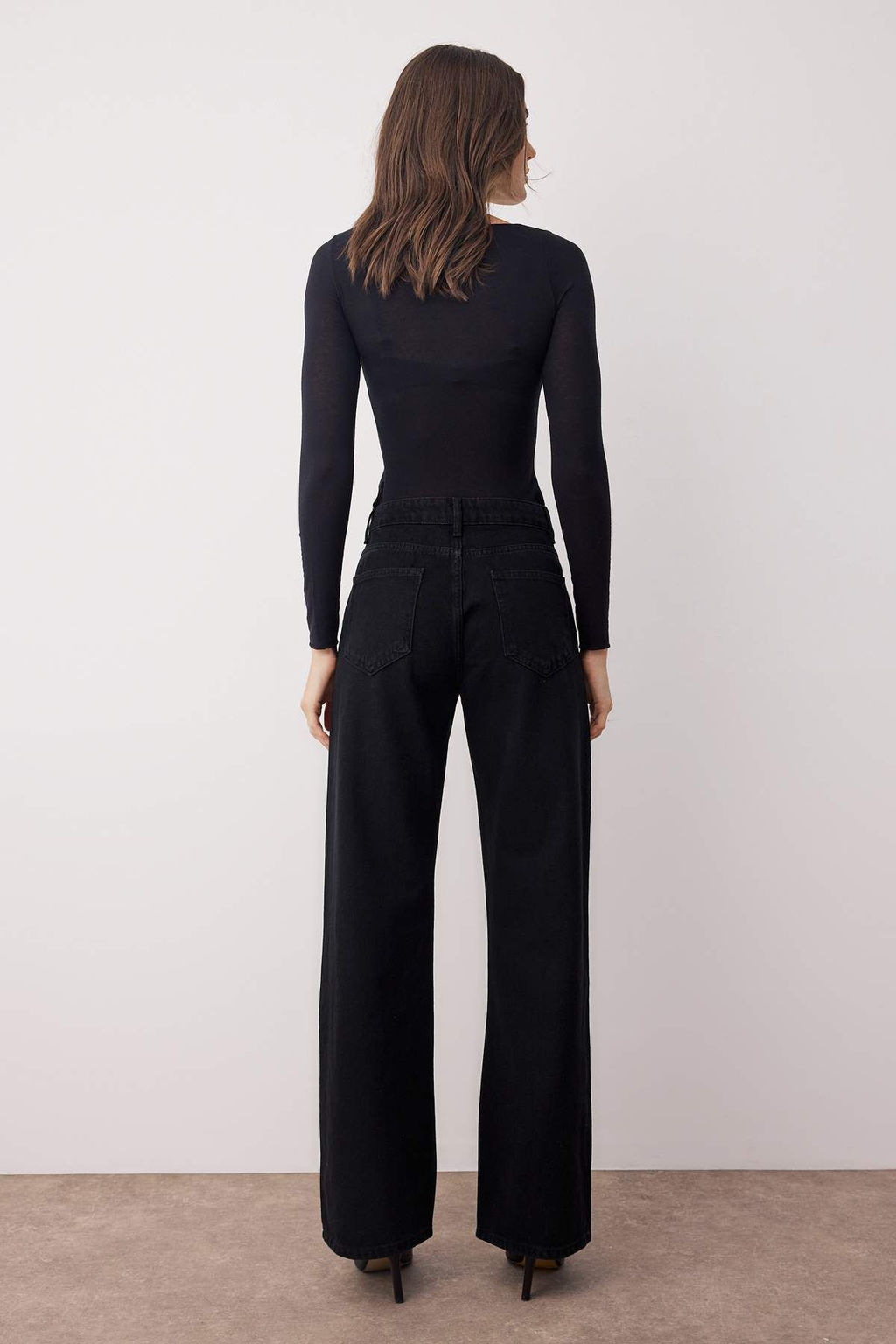 Siyah Yuksek Bel Tasl? Wide Leg Jeans TWOAW26JE00032 - Trendyolmilla фото 4