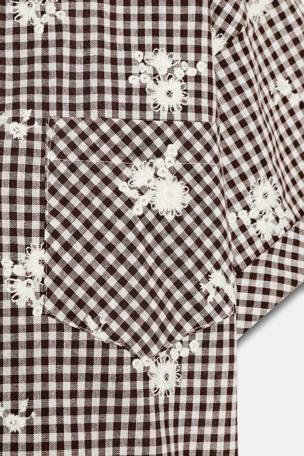 CAMISA CUADROS BORDADOS / Marr?n / Crudo