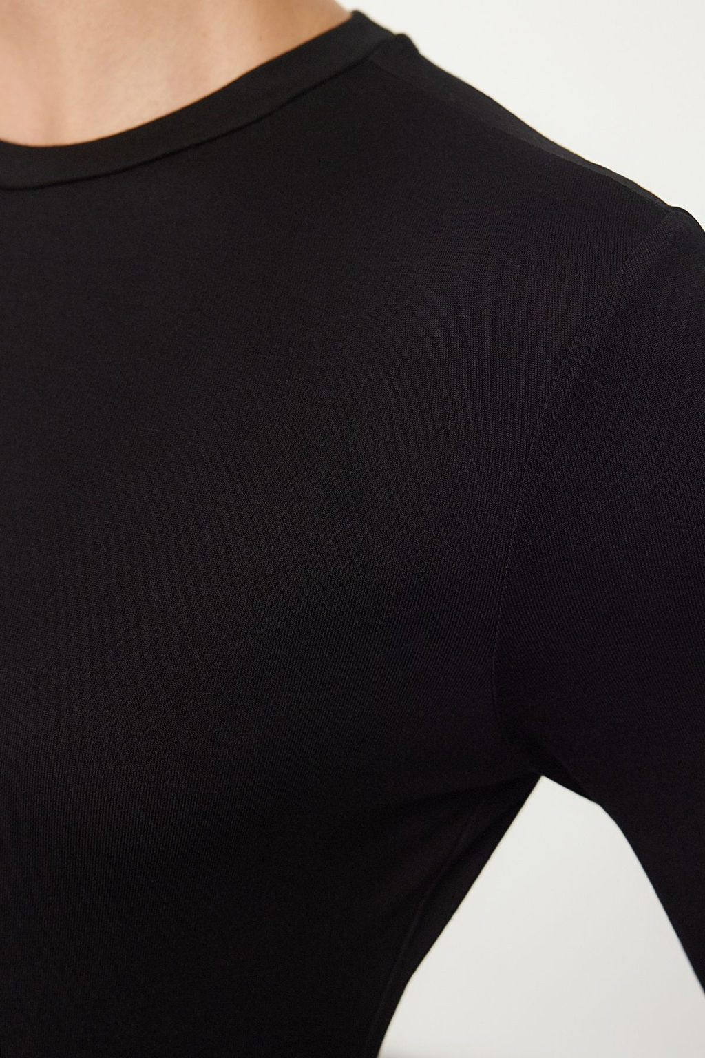 Siyah Bisiklet Yaka Slim/Vucuda Oturan Orme Body TWOAW25BD00014 - Trendyolmilla фото 4