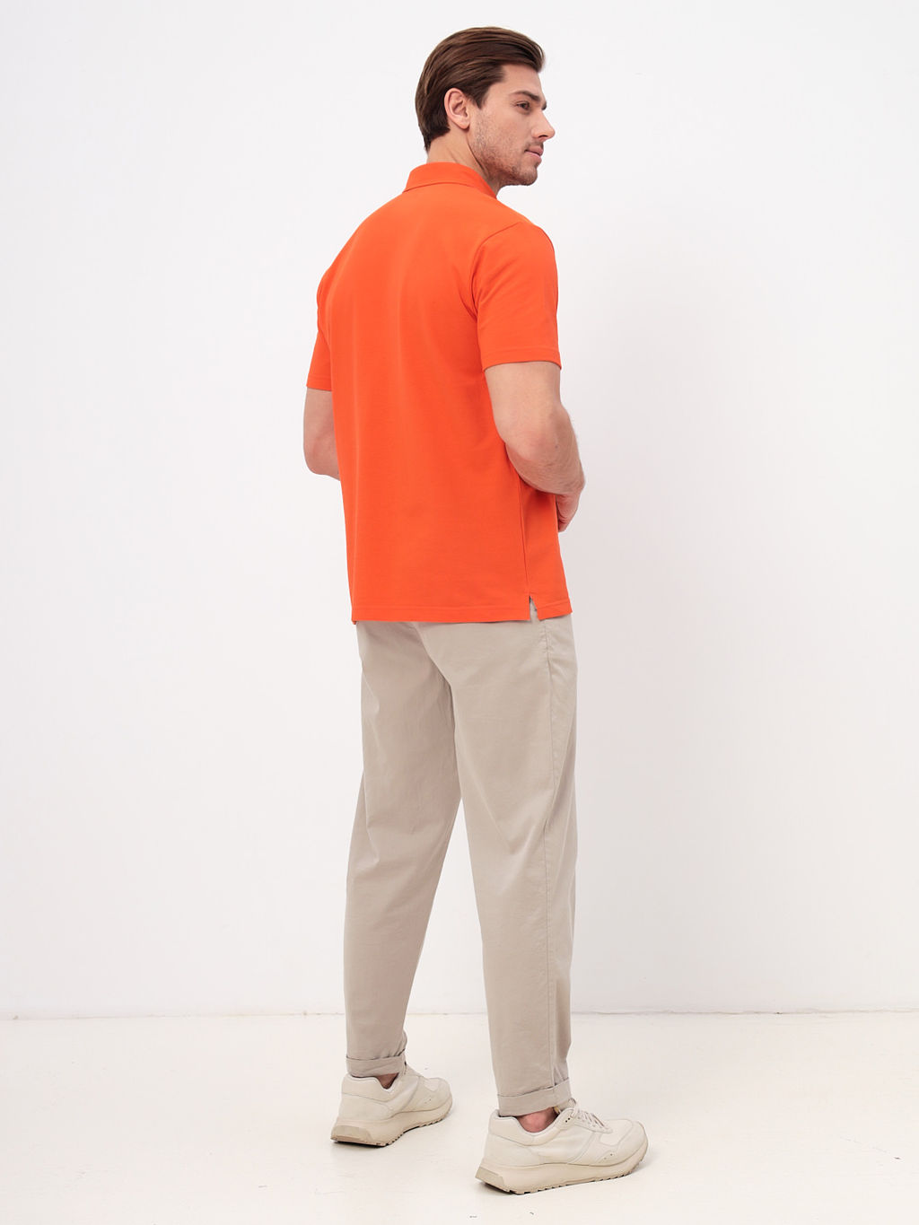 Джемпер мужской с воротником поло короткий рукав GREG G144-PO1246T-CTP1023 (оранжевый)  фото 5
