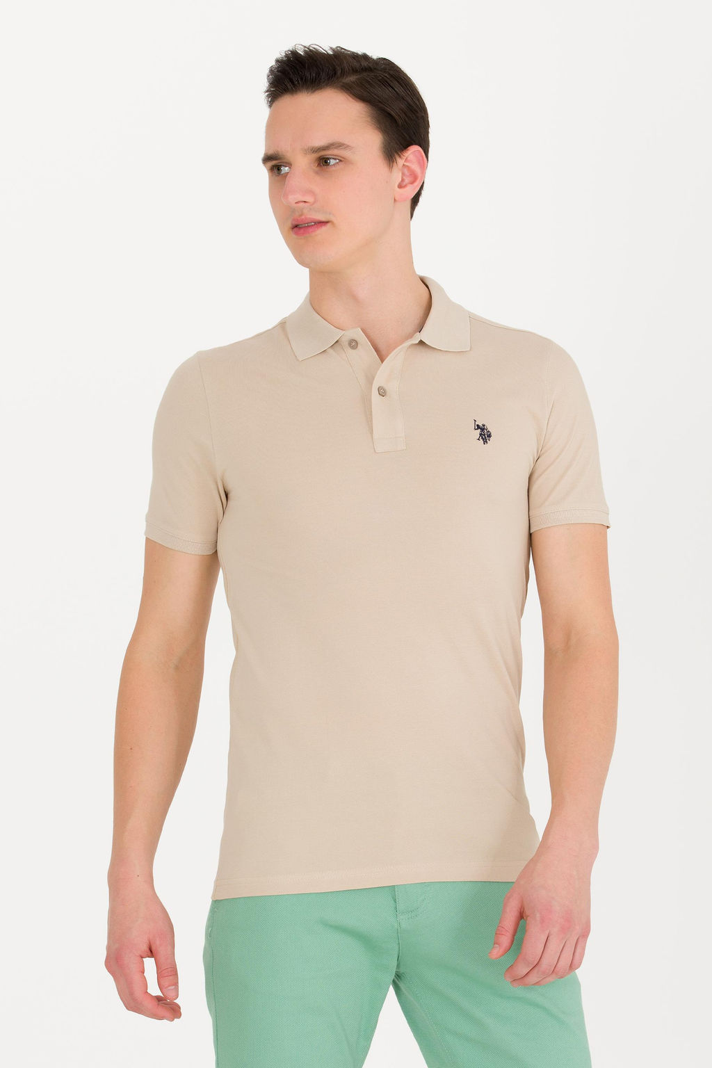 U. S. Polo Assn Мужская базовая футболка с воротником-поло Stone - U.s. polo assn фото 15