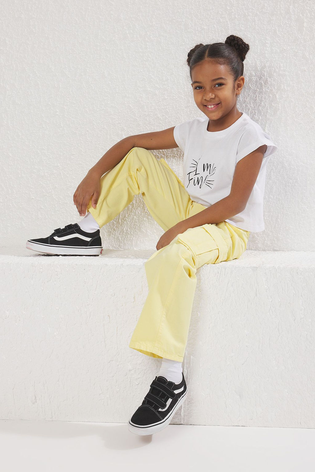 Pembe K?z Cocuk %100 Pamuk Cep Detayl? Wide Leg Lastikli Dokuma Pantolon TKDSS25PL00004 - Trendyolmilla фото 8