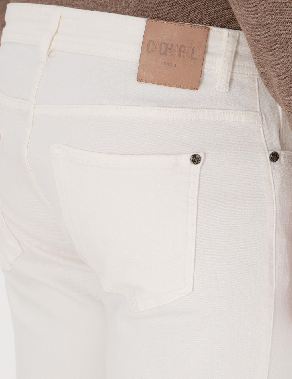 Beyaz Slim Fit Pamuk Liyosel Kar___ml_ Jean Pantolon