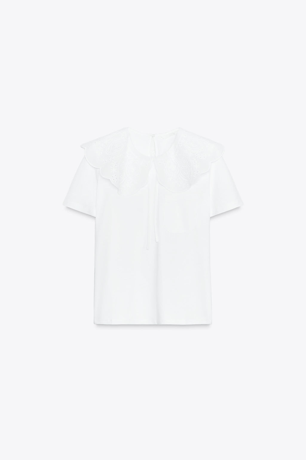 EMBROIDERED PETER PAN COLLAR T-SHIRT - Zara фото 12