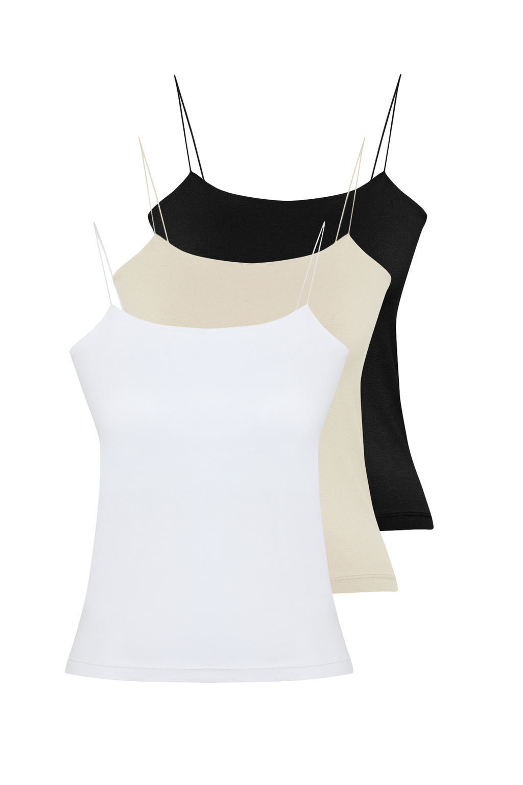 Trendyolmilla Siyah-Beyaz-Bej 3lu Paket Ask?l? Vucuda Oturan Kare Yaka Esnek Orme Atlet TWOSS24AL00054 фото 13