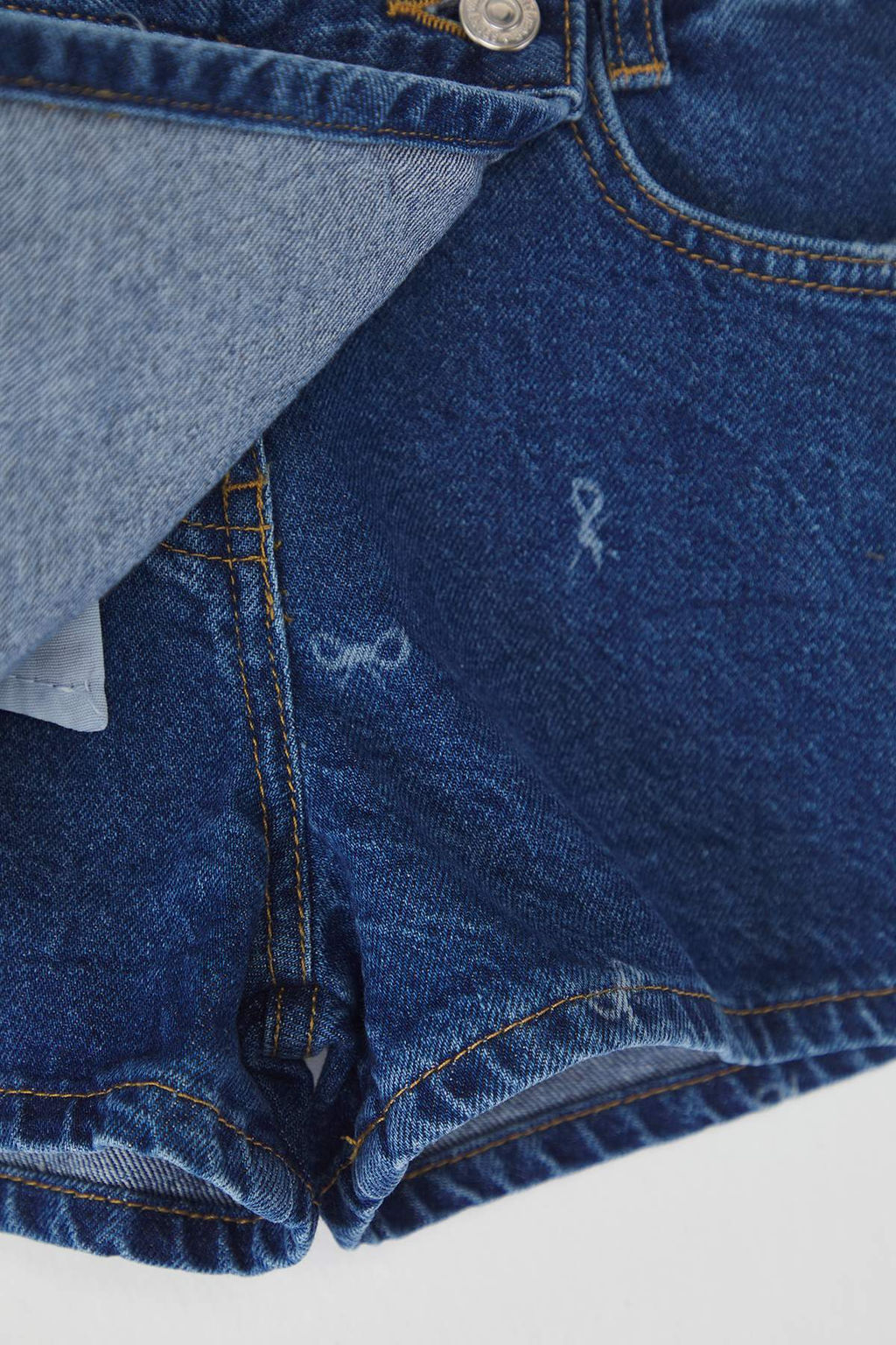 Mavi K?z Cocuk %100 Pamuk Kurdele Bask?l? Denim Sort Etek TKDSS25ET00007 - Trendyolmilla фото 3