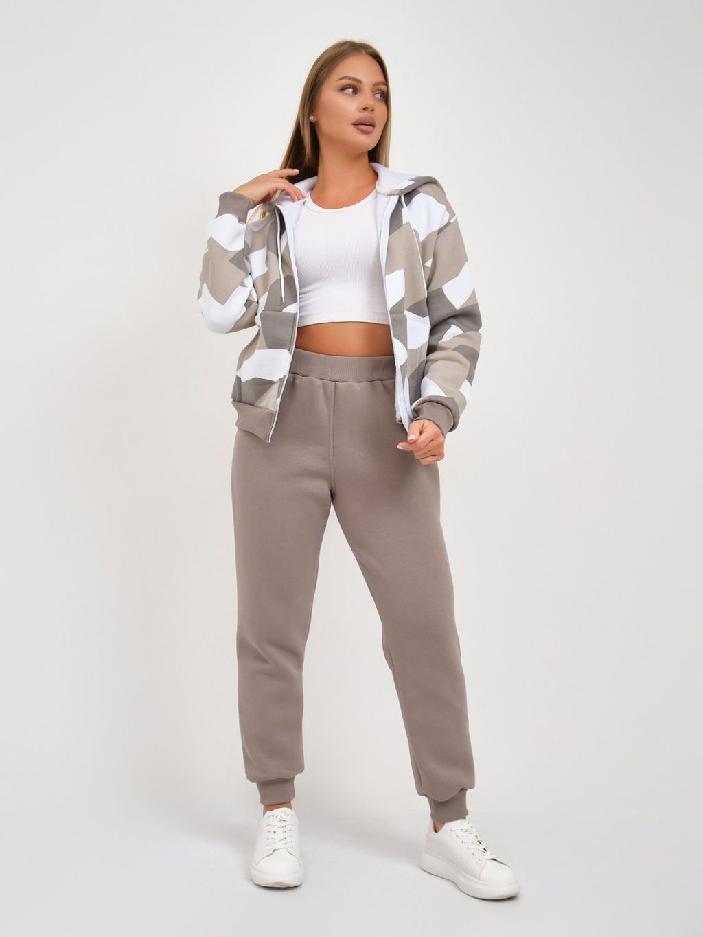 Костюм женский Дюна набивка начёс олива