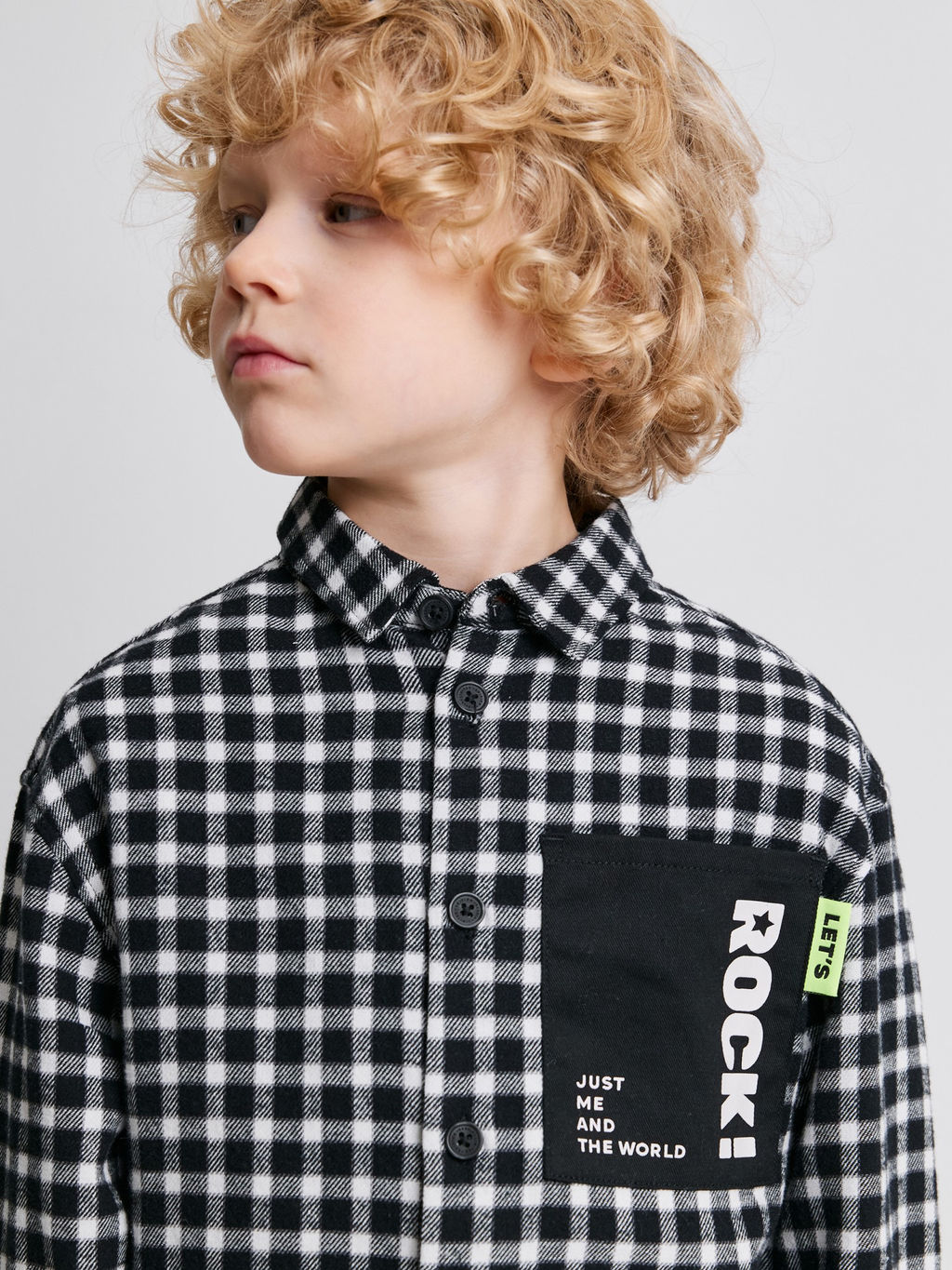 ACOOLA / Сорочка верхняя детская для мальчиков Pablu черно-белая клетка  фото 5
