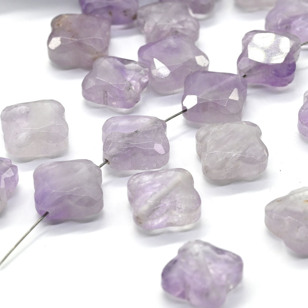 Бусина для творчества Клевер из аметиста светлого граненого 13*13мм, 1шт Радуга камня